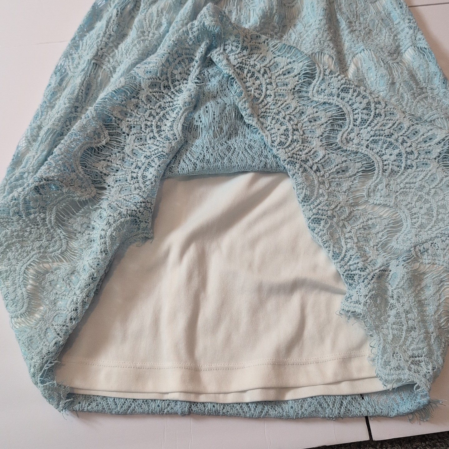 y2k 90s lace midi dress L Blue boho Cottagecore Fairy whimsy babydoll festival
