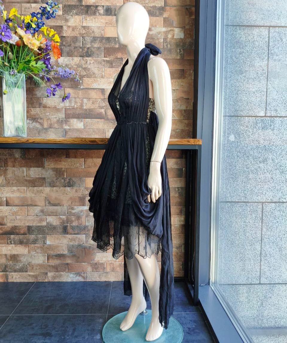 Vintage Silk Layered Evening Dress on Leopard Base Collection 2008 Size 1