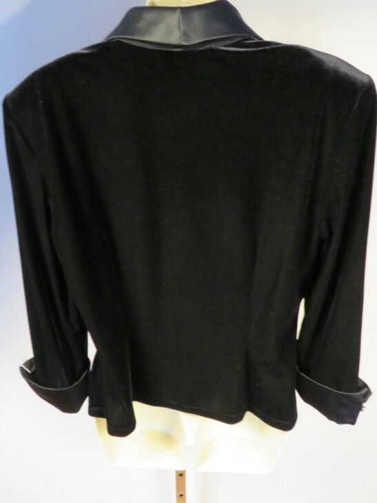 Vintage JR Nites Black Office Velvet Suit Jacket Blouse Top Work Career Goth 12