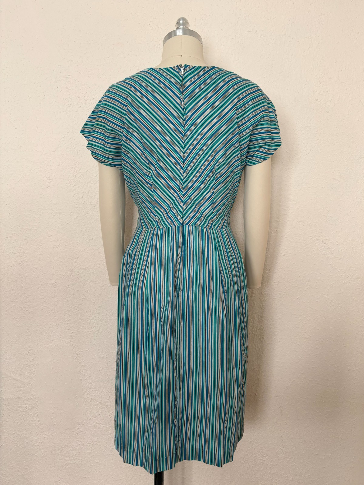 VOLUP 1960s Bias Stripe Dress by Merrilee Modes, Large to Extra Large