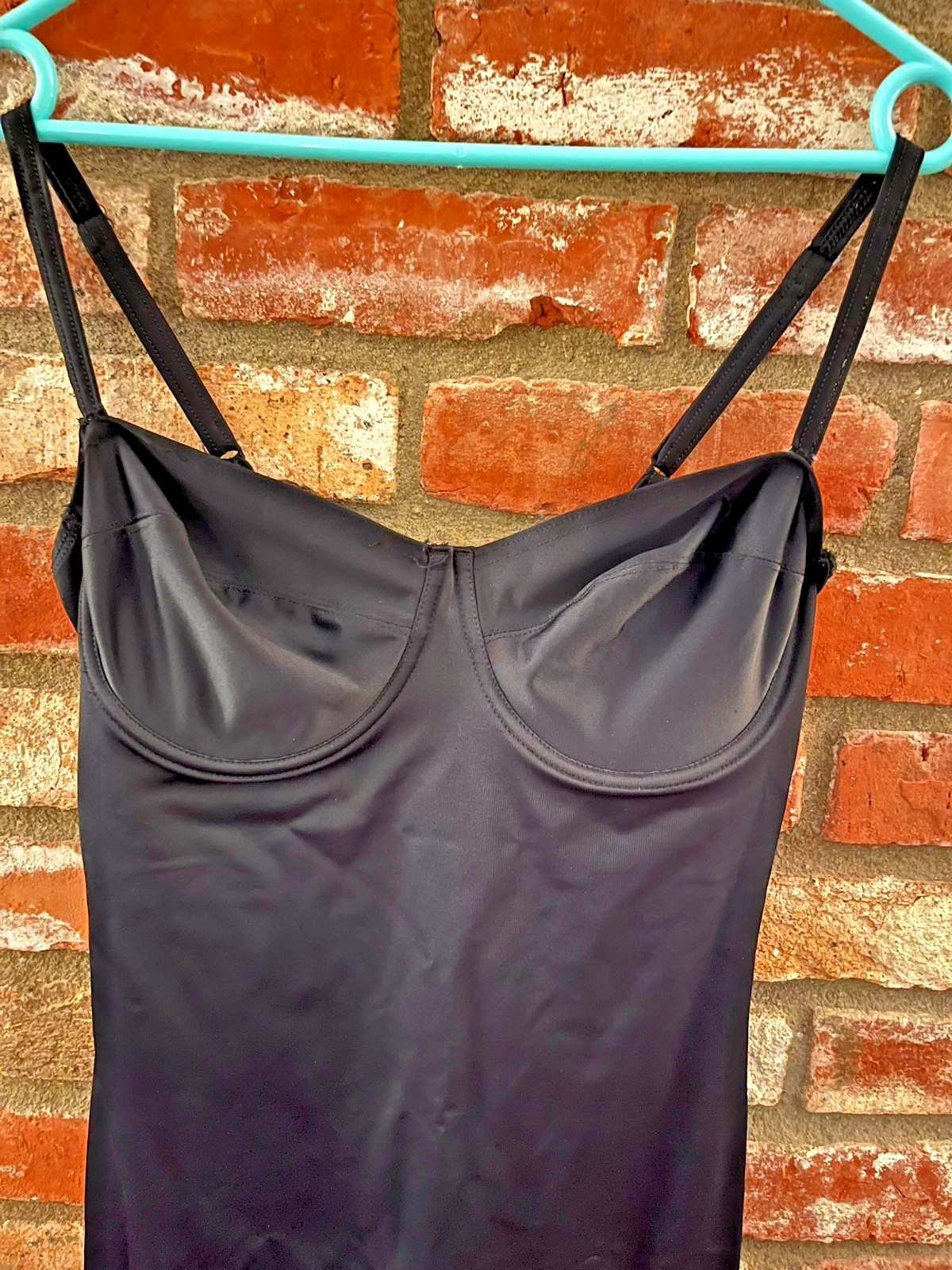 Lot of 2 (1 Shown Here) Vintage 1990s Nancy Ganz Black Body Slips, Sz 38B & 38C