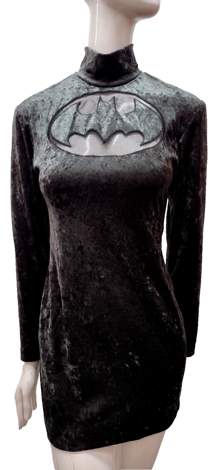 Rare ALL THAT JAZZ Dress Batman Bombshell Dress Small Bodycon Velvet 1989 1980s