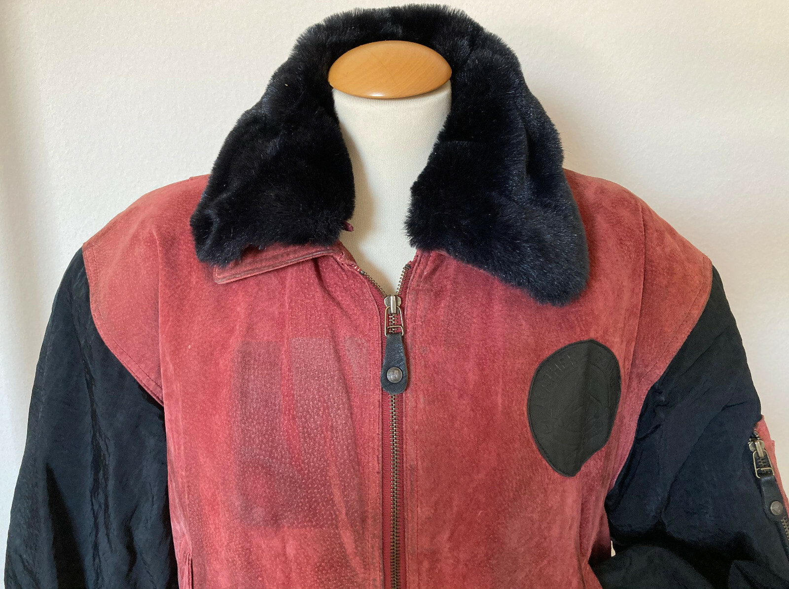 VINTAGE women’s LS original LEATHER SOUND leather jacket coat M WINE RED 90s
