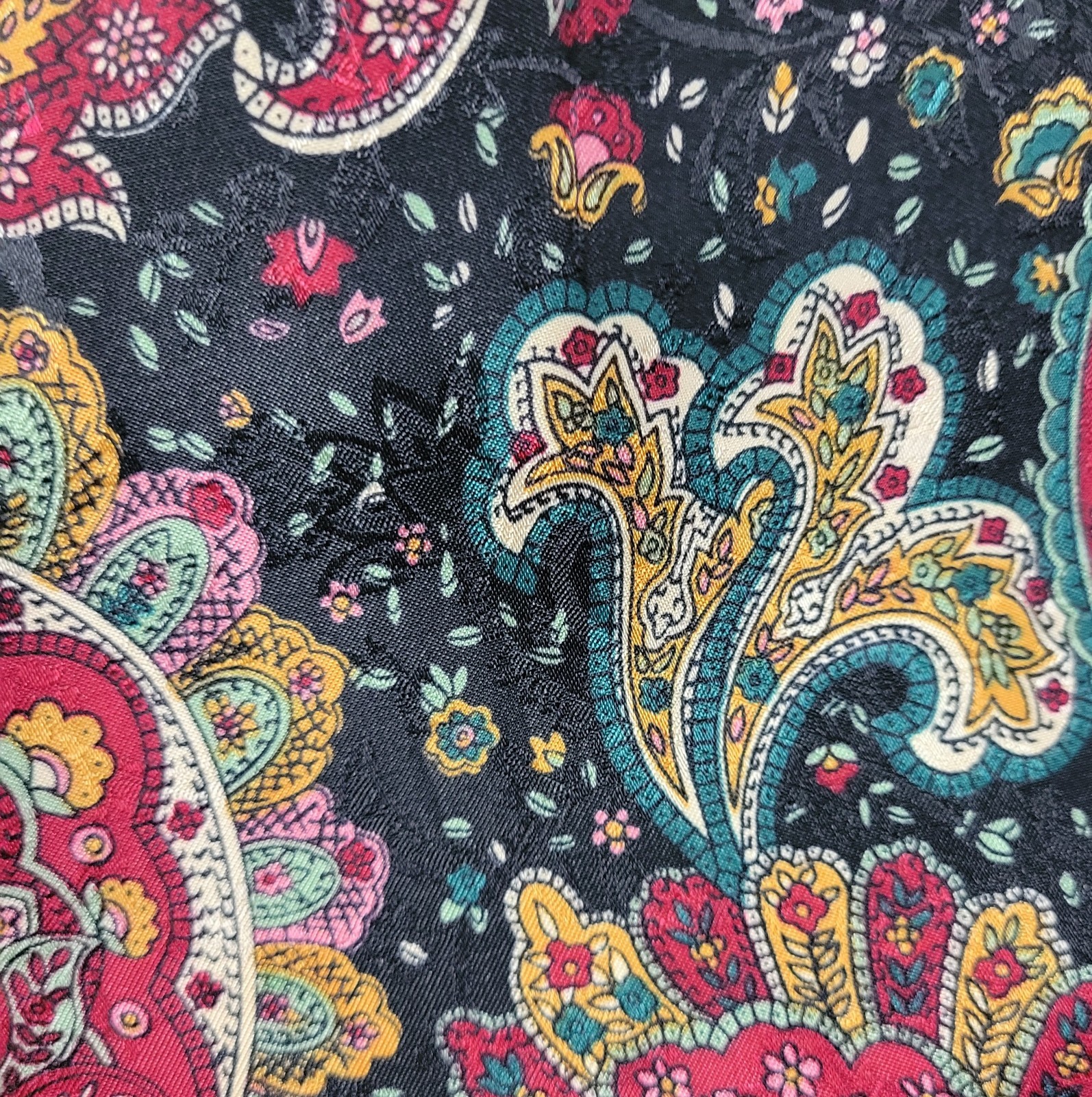 Vintage Notations Black/Red/Green/Brown Paisley Print Blouse Size 12