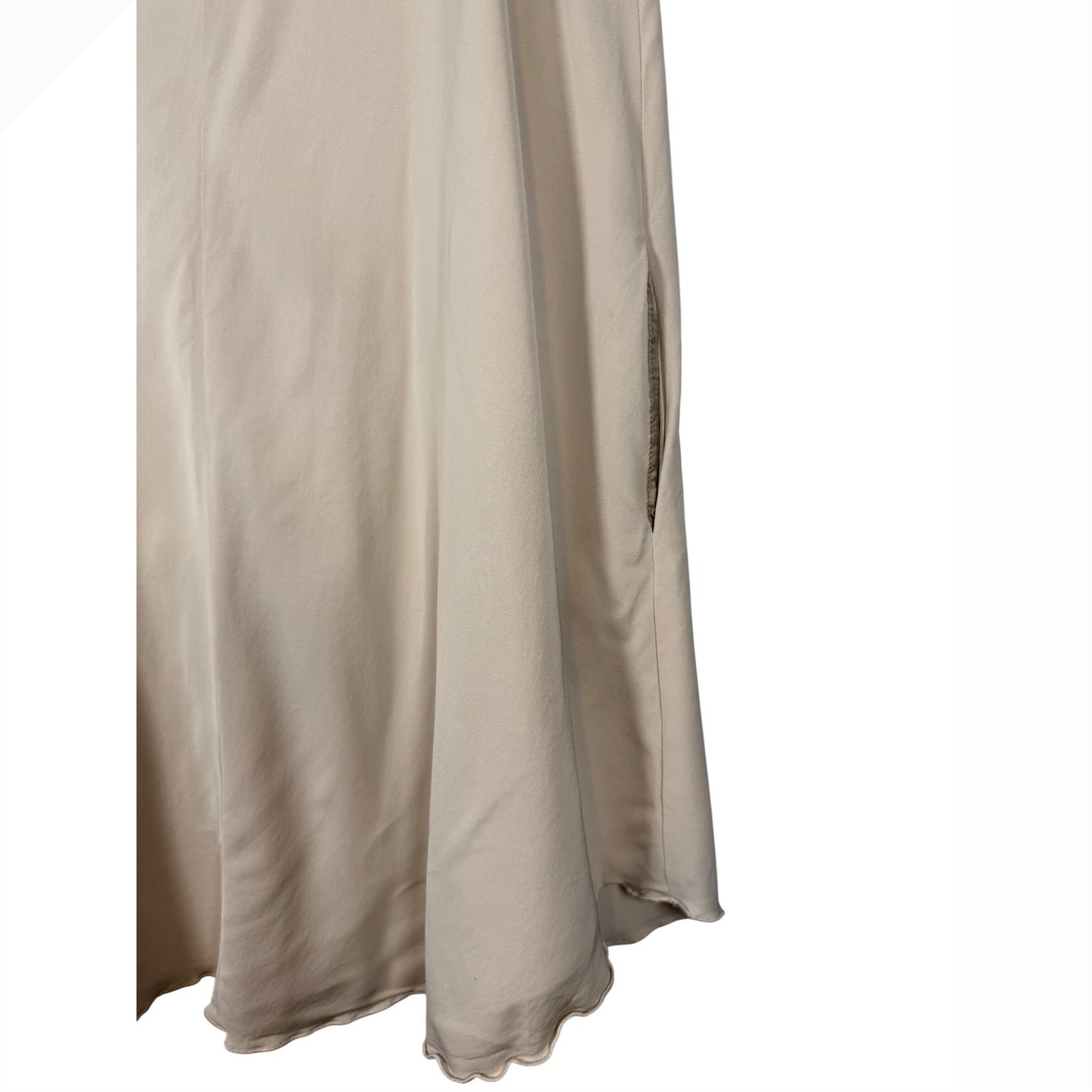Wilfred Le Fou Aritzia Beige V-Neck Dress XS Italian Fabric Sleeveless Pockets