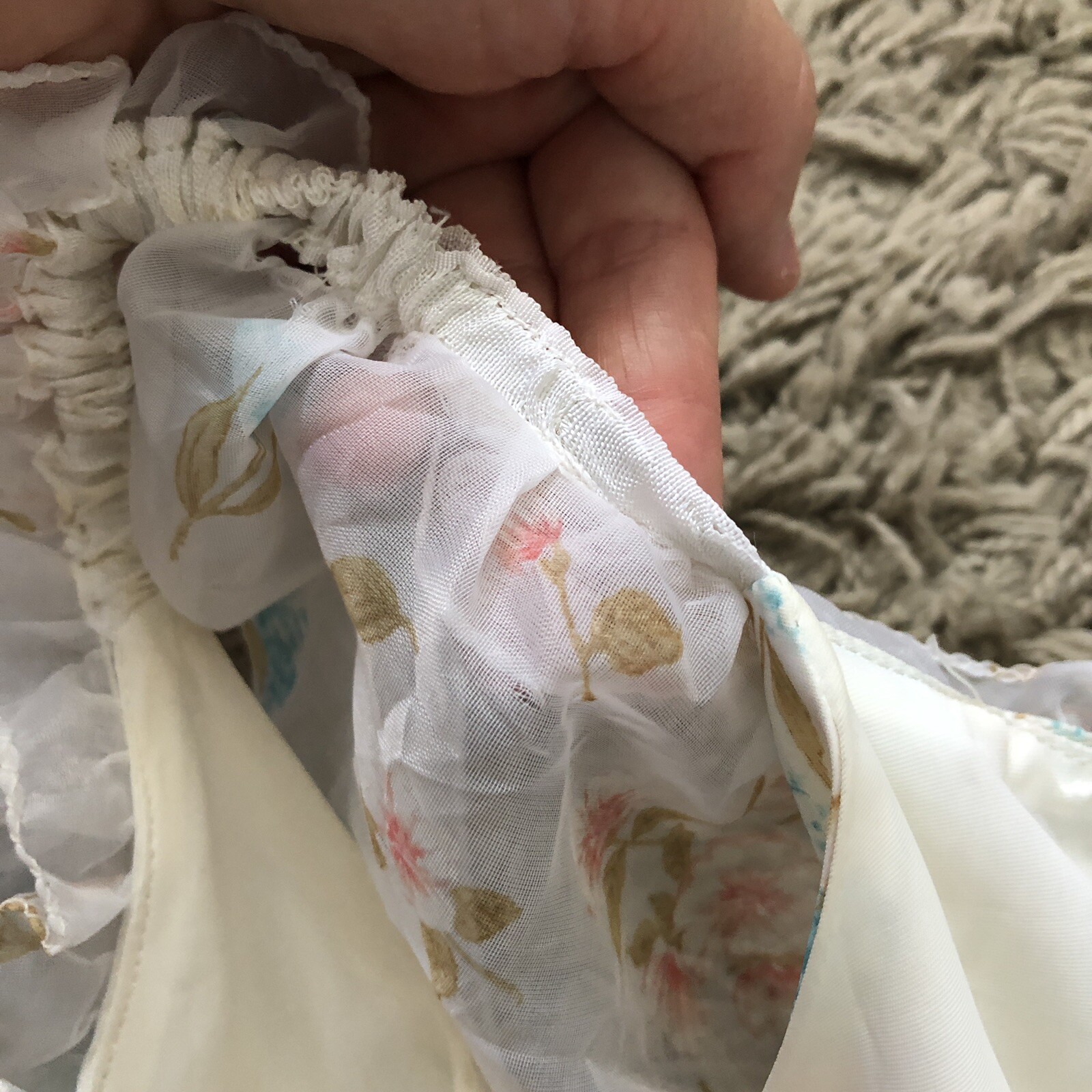 ILGWU Maxi Dress Ruffles Brunch Prom Gown Floral Easter Bridal Prairie Vintage