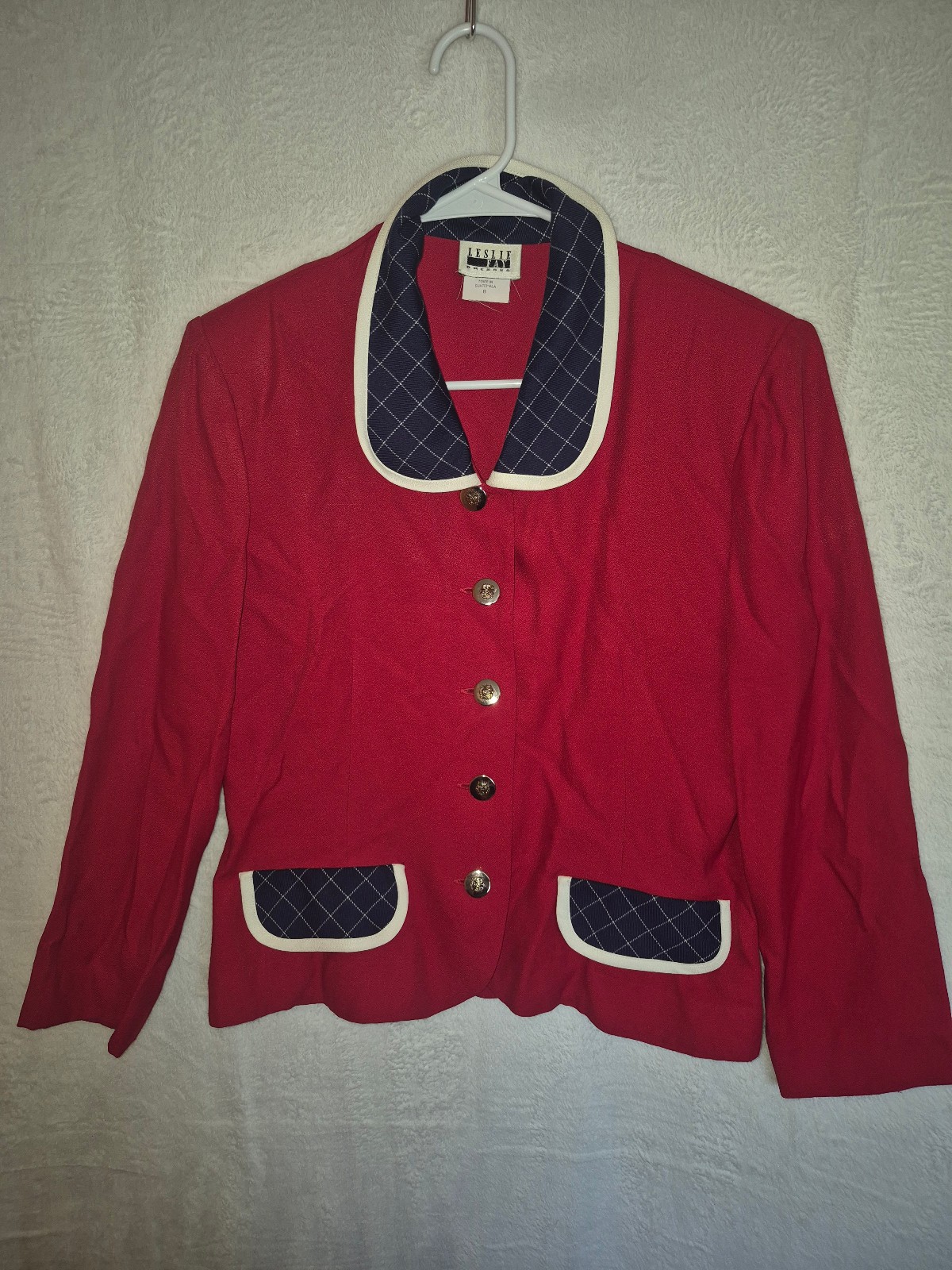 Vintage Leslie Fay Dress Suit Set Blazer Sz 8 Preppy 80s Old Money Retro