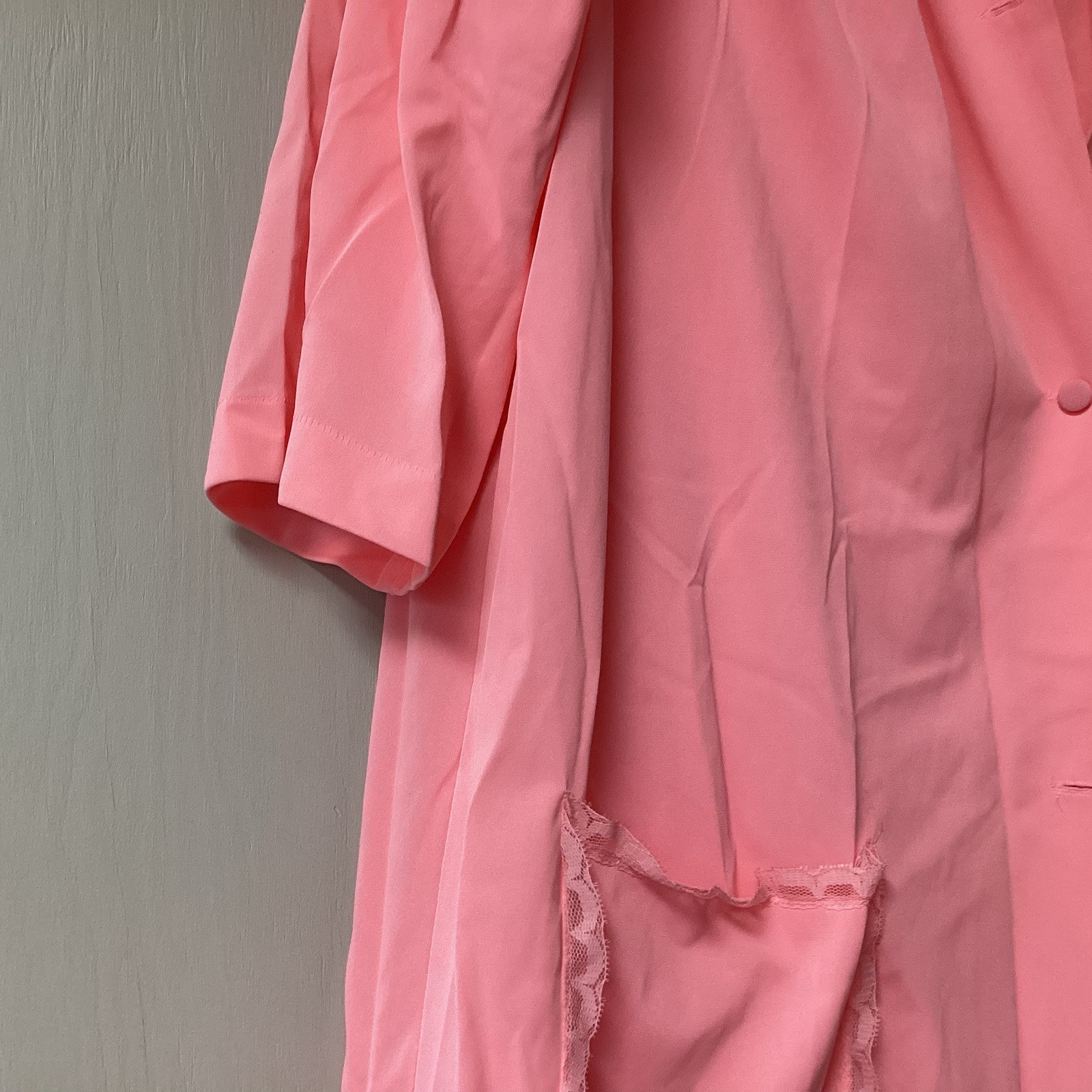 VTG Shadow Lane 2 Piece Size Small Night Gown & Robe Coral Lace Silky Flowers