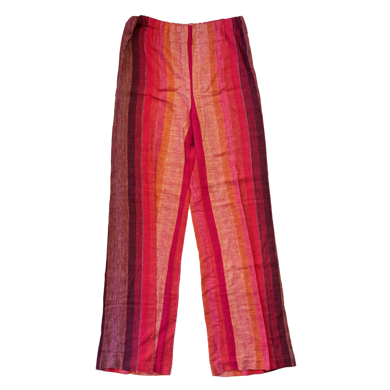 Vintage 70s Womens Pants Suit Red Ombre Striped Cotton Woven Jacket Pants Size 8