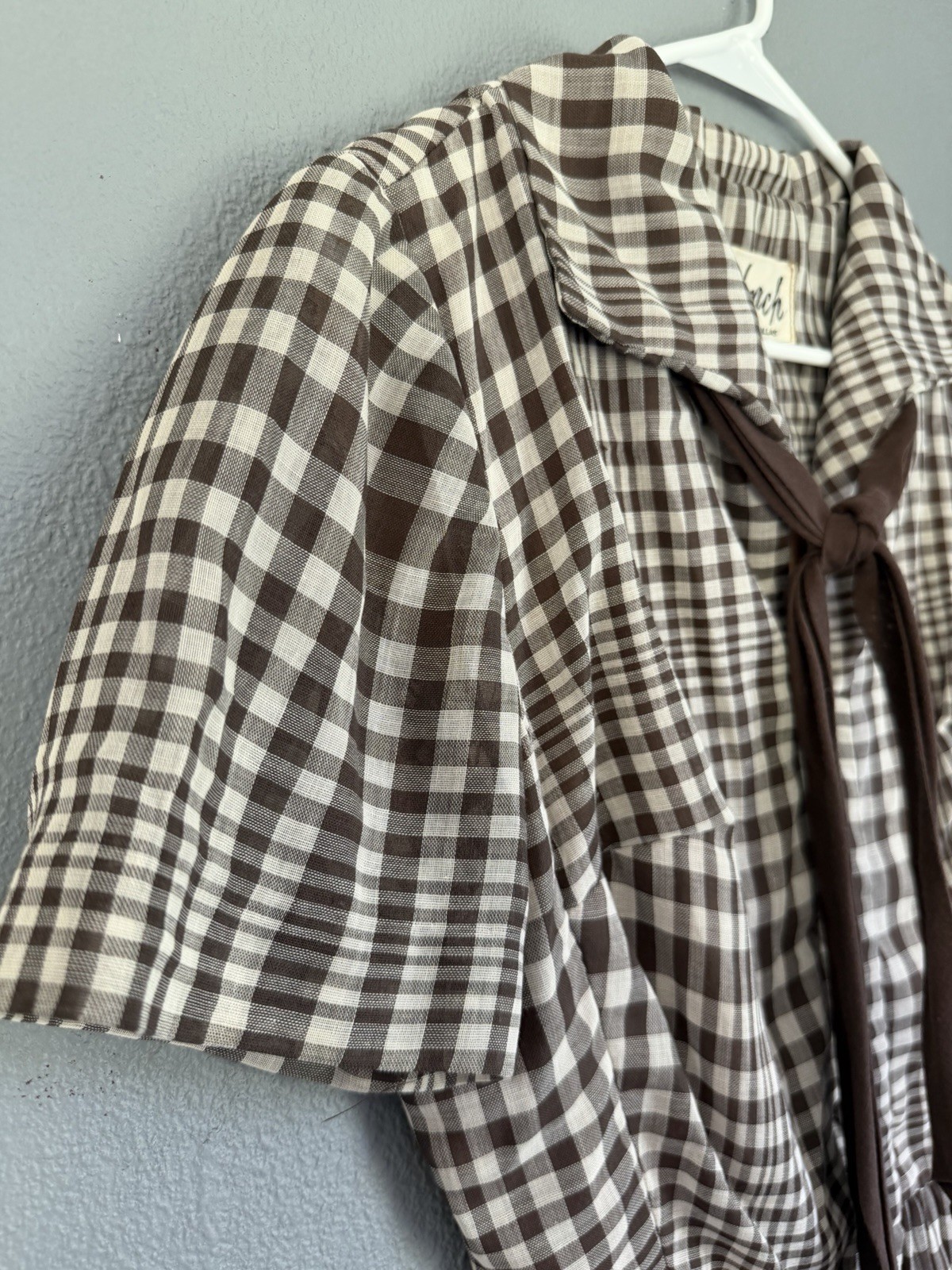 VTG 50s 60s Lorch Of Dallas Gingham Plaid Skirt Tie Brown Rockabilly Swing S/M?