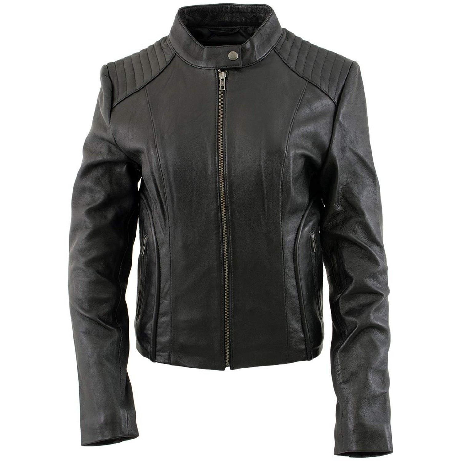 Milwaukee Leather LKL2735 Women’s Black Premium Leather Scuba Style Biker Jac…
