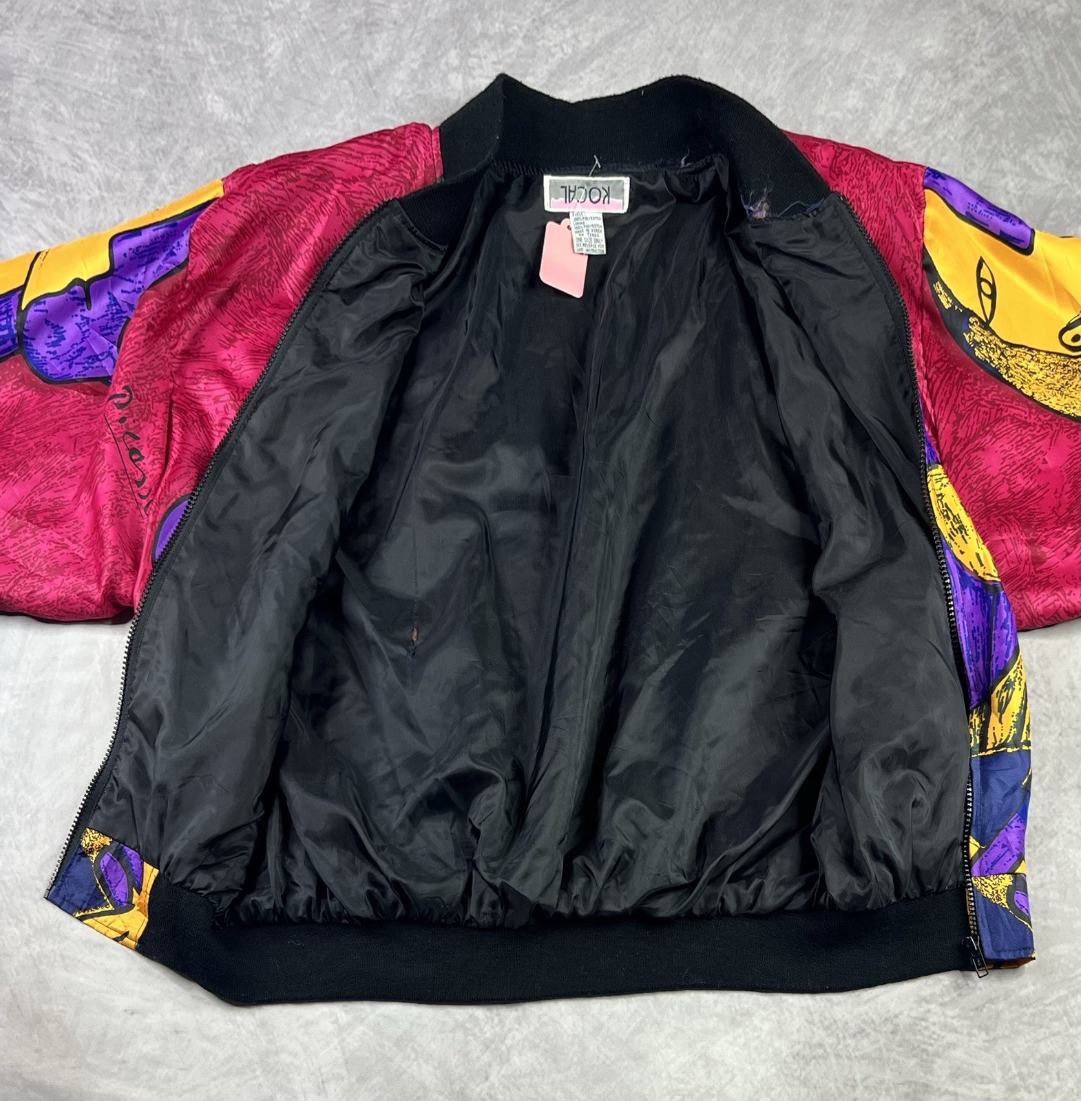 Vintage 80s 90s PICASSO Silk Art Jacket One Size Fits Most Kocal