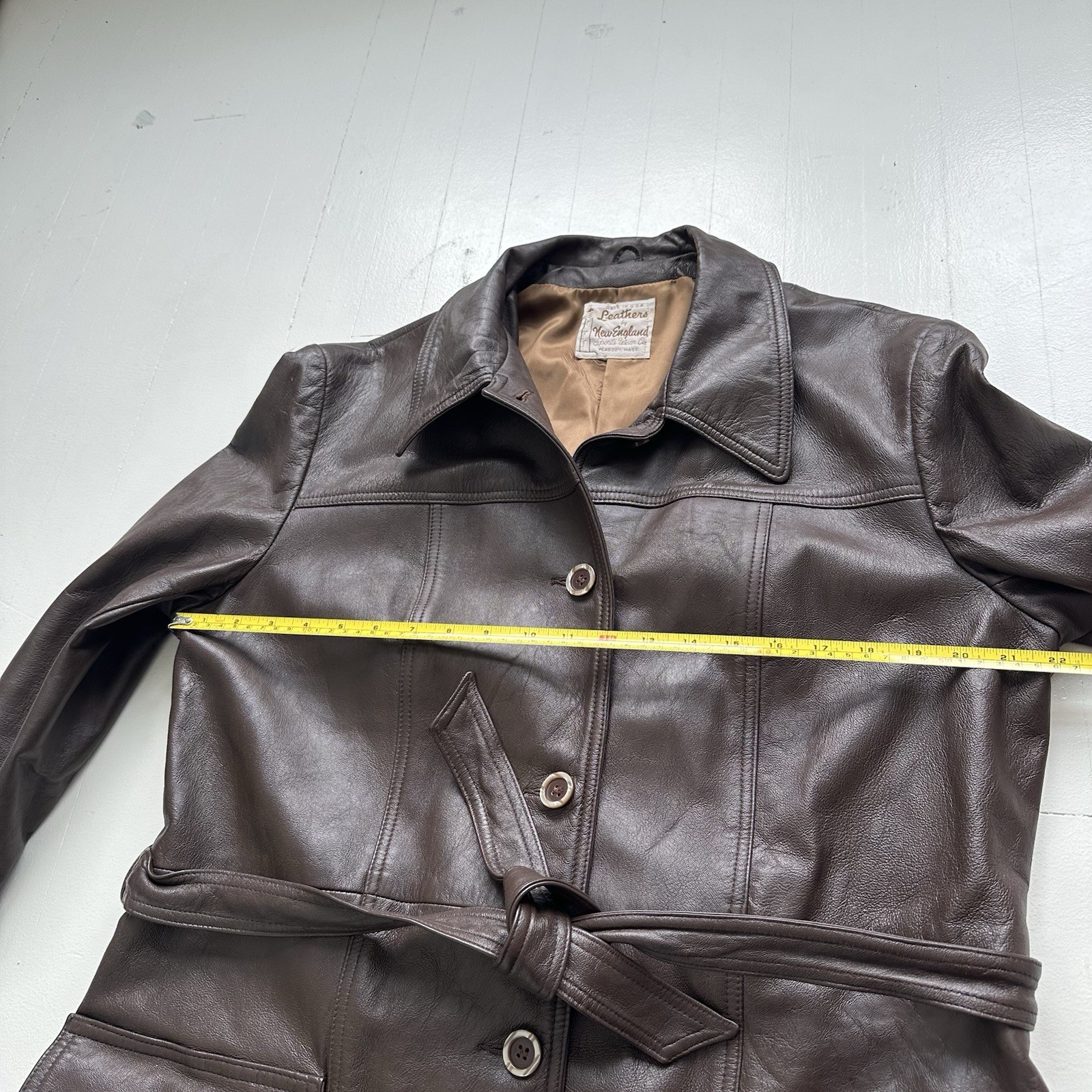 Vtg Leathers by New England Sports Wear Co Leather Trench Coat Women’s L Brown