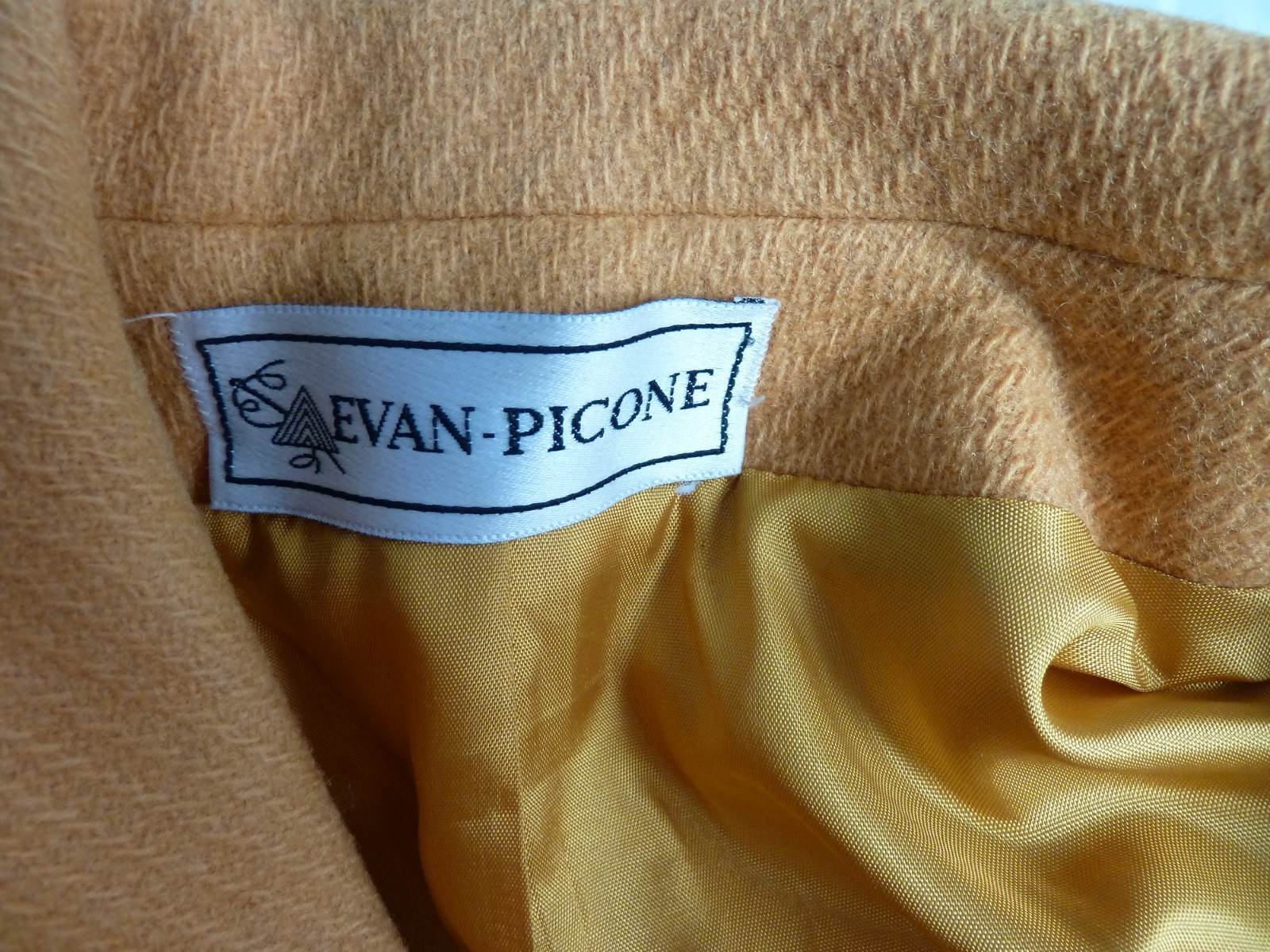 Vintage Evan Picone 100% Wool Union Mustard Yellow Princess Seam Coat 12 USA