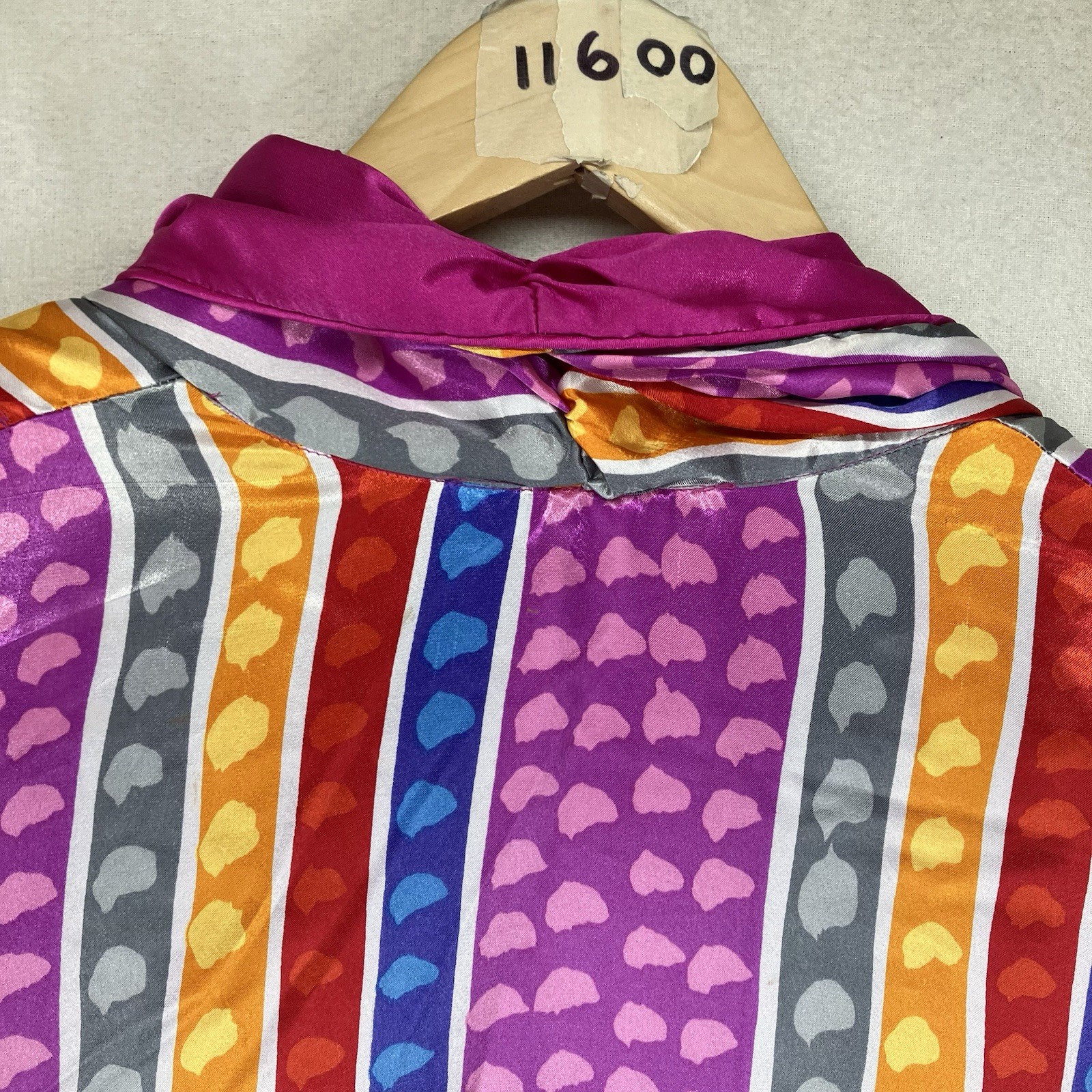 Vintage Christian Dior Lingerie Liquid Satin Soft Colorful AOP Nightgown Pockets