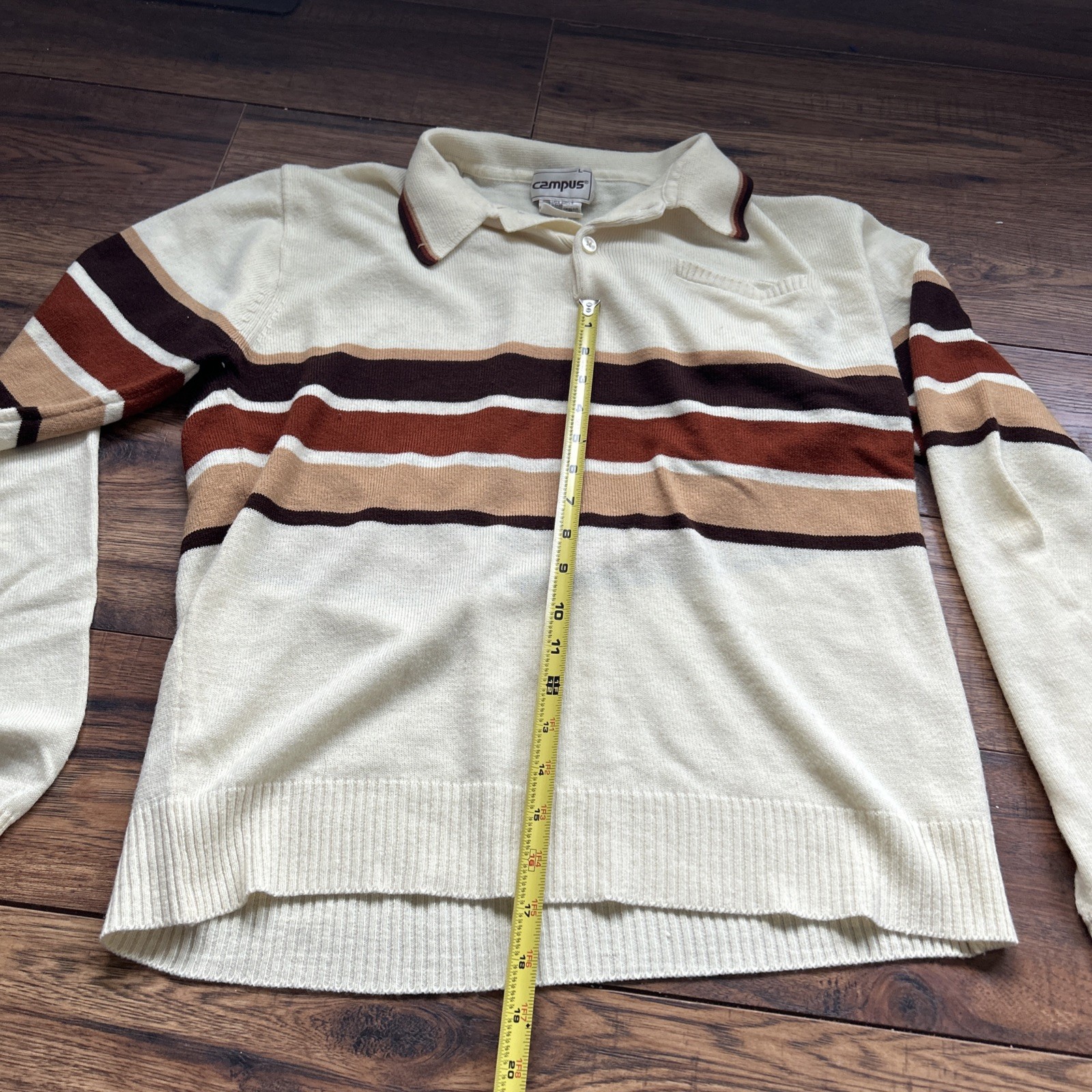 Vintage Campus 100% V Neck W/ Buttons Sweater Size Large