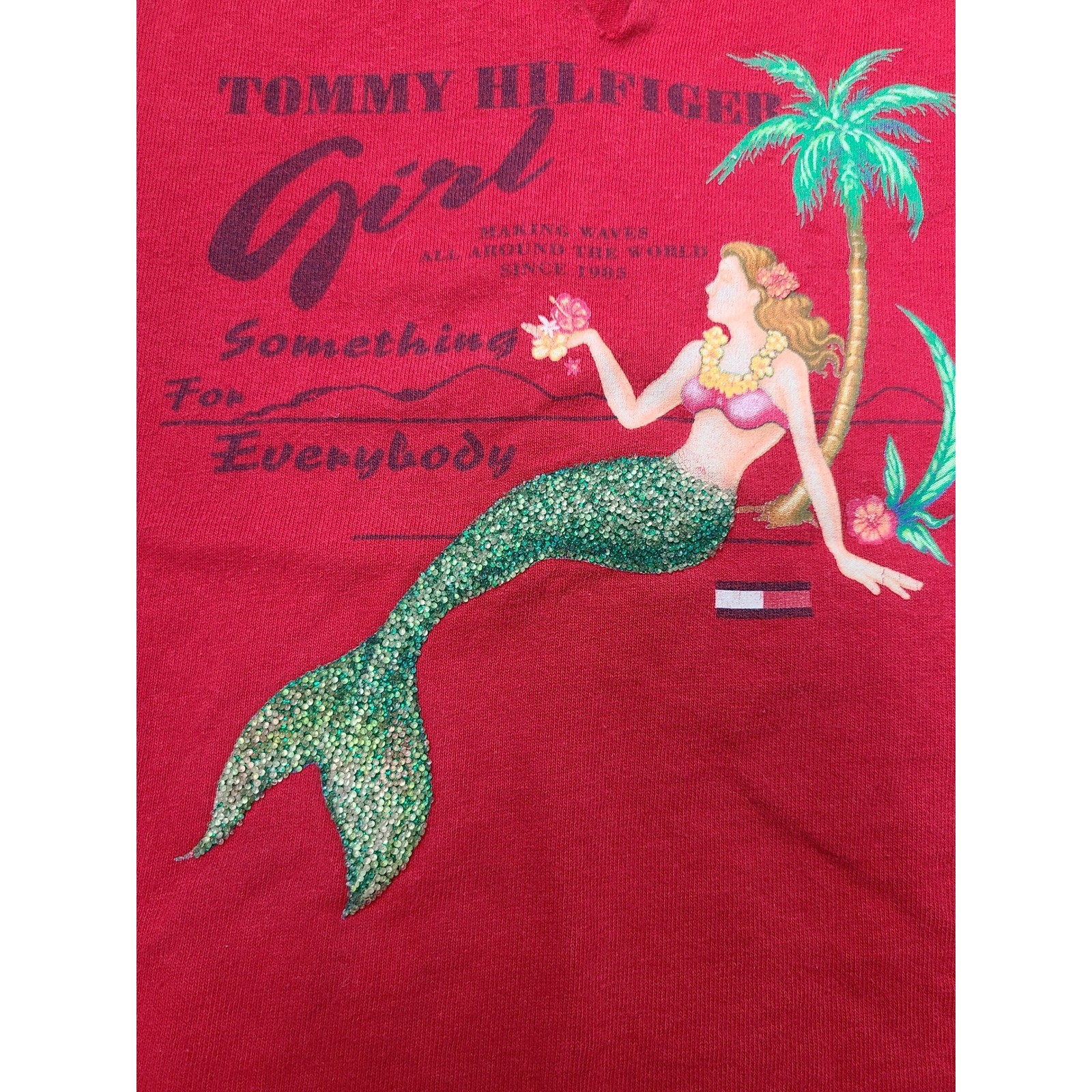 Y2K Tommy Hilfiger M Baby Tee Tank Fitted Sparkly Mermaid Red Older Sister Core
