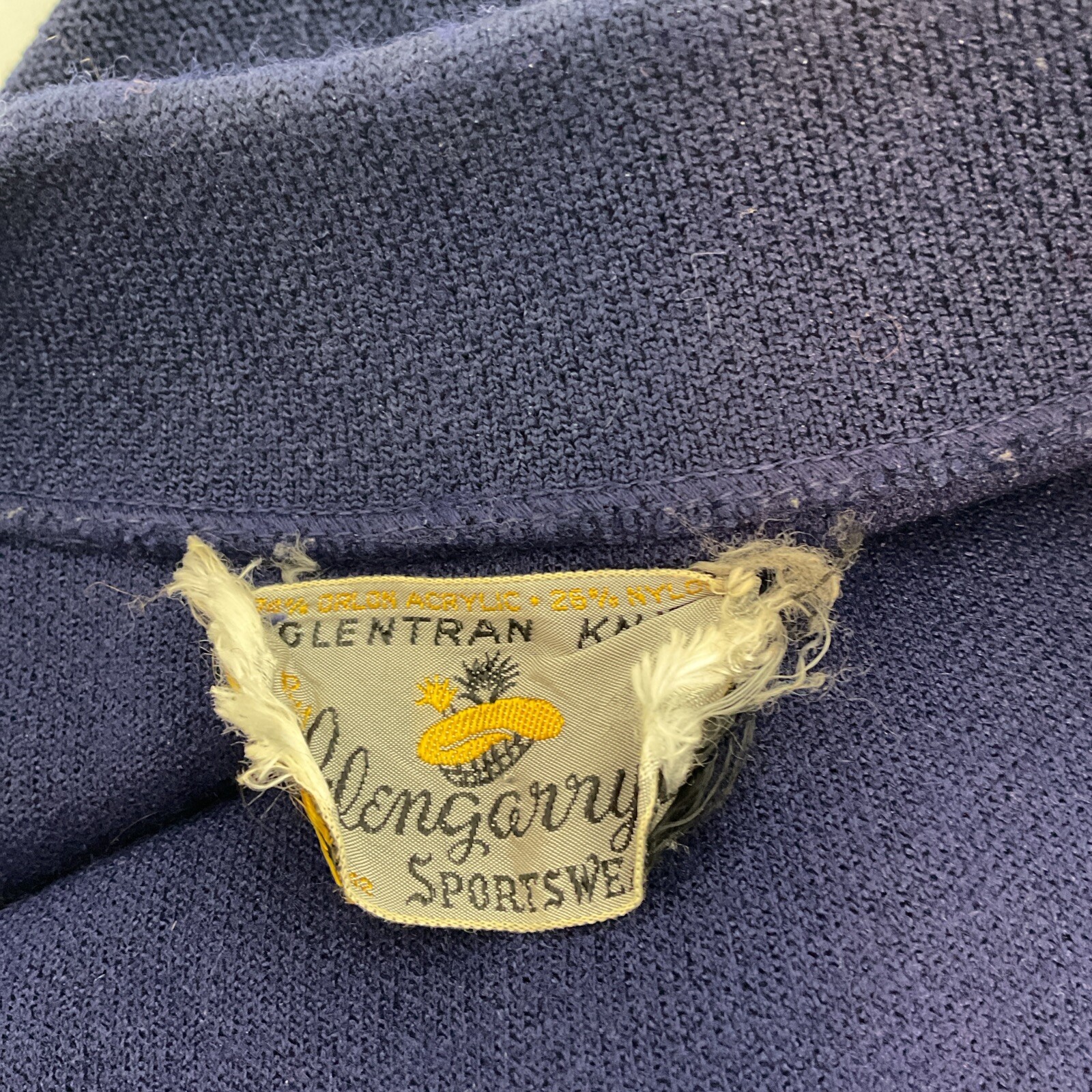 Wool Winter Vintage 40s 50s Nordic Glengarry Sweater Dark Blue Cardigan 100%