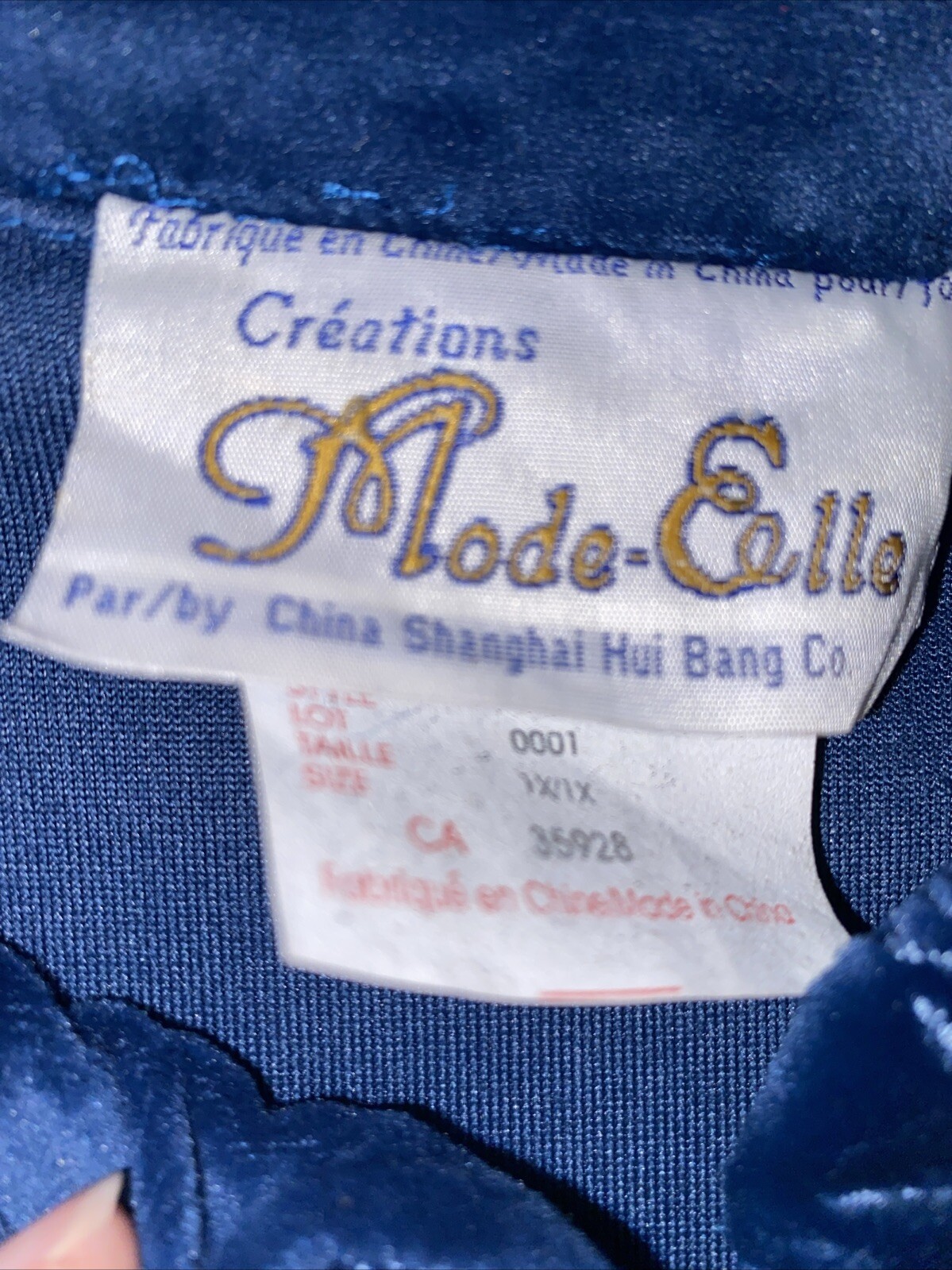 Mode Elle Collection, Vintage ’70’s Velour Teal Housecoat/Robe long Size 1XL