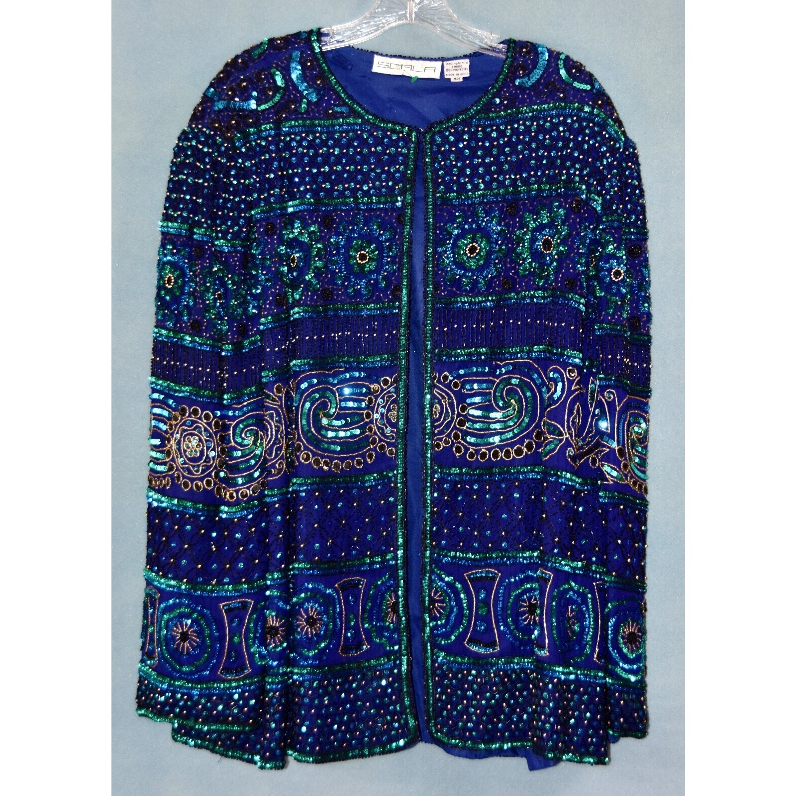 SCALA Designer Hollywood HEAVY BEADED SEQUINED Jacket Blazer Cardigan 4X