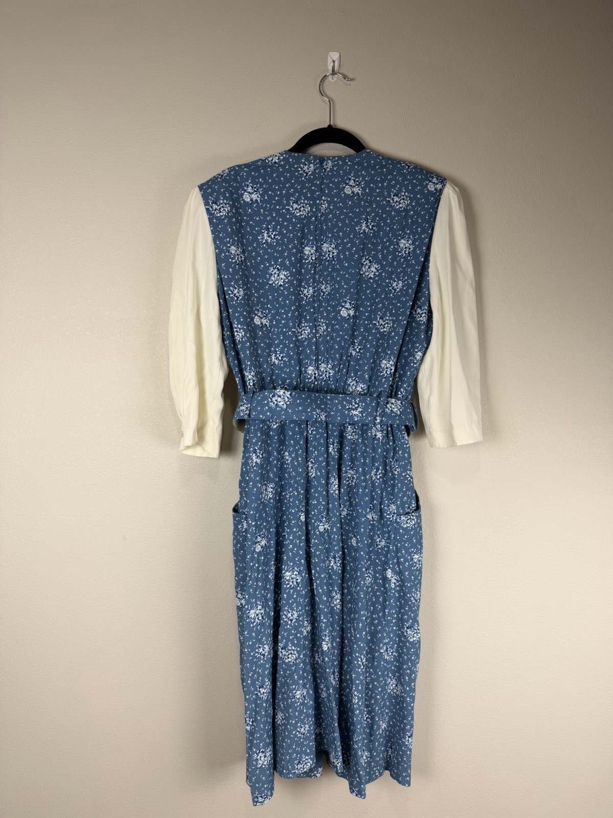 Vintage Floral Belted Secretary Dress Cottagecore Sz 14 S.L. Petites Made in USA