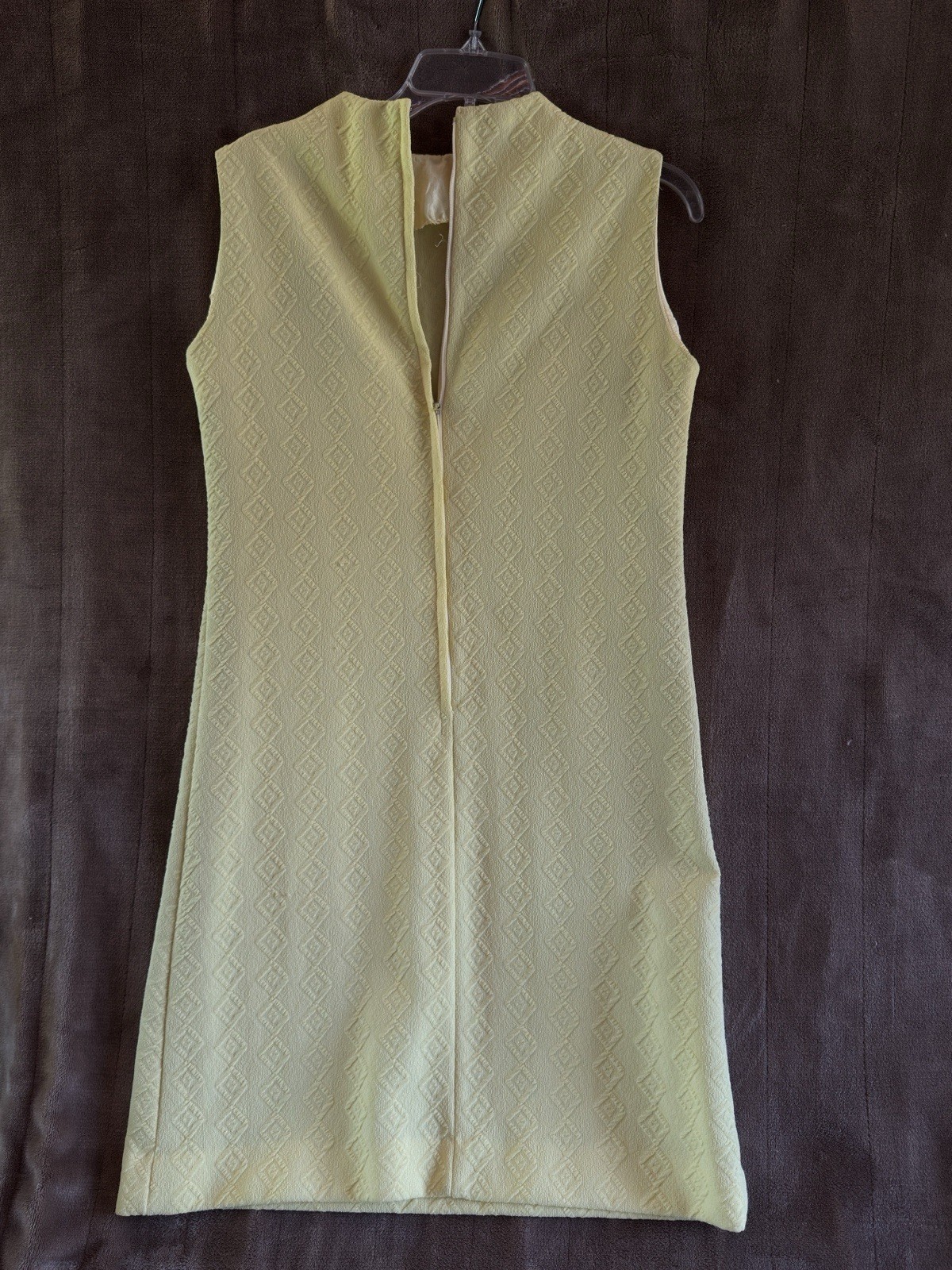 Vtg Solid Yellow sleeveless Polyester Pencil Dress sz M 12-14