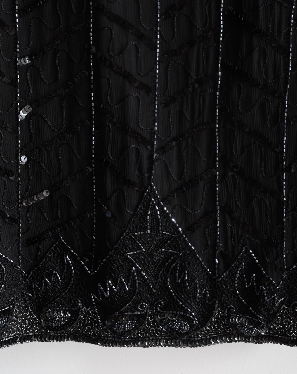 Vintage 100% Silk Beaded Sequin Black Evening Jacket C&A Your Sixth Sense XL