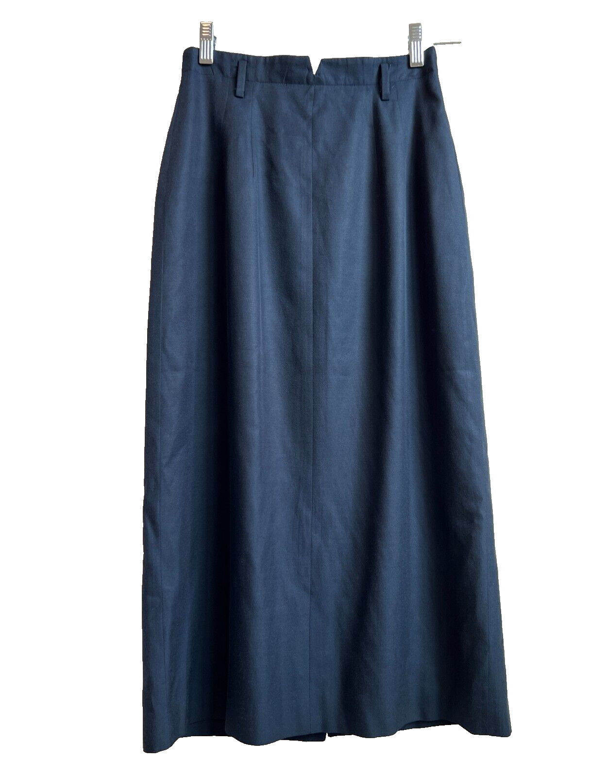 Vintage Navy Button Up Pencil Skirt – Blue Silk Cotton, Wiggle, Secretary Preppy