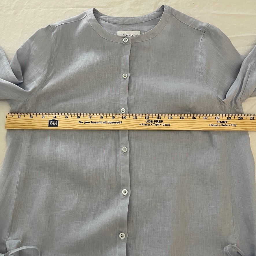 Peck & Peck 100% Linen Button Up Blouse Sz S Coastal Grandmother Lagenlook