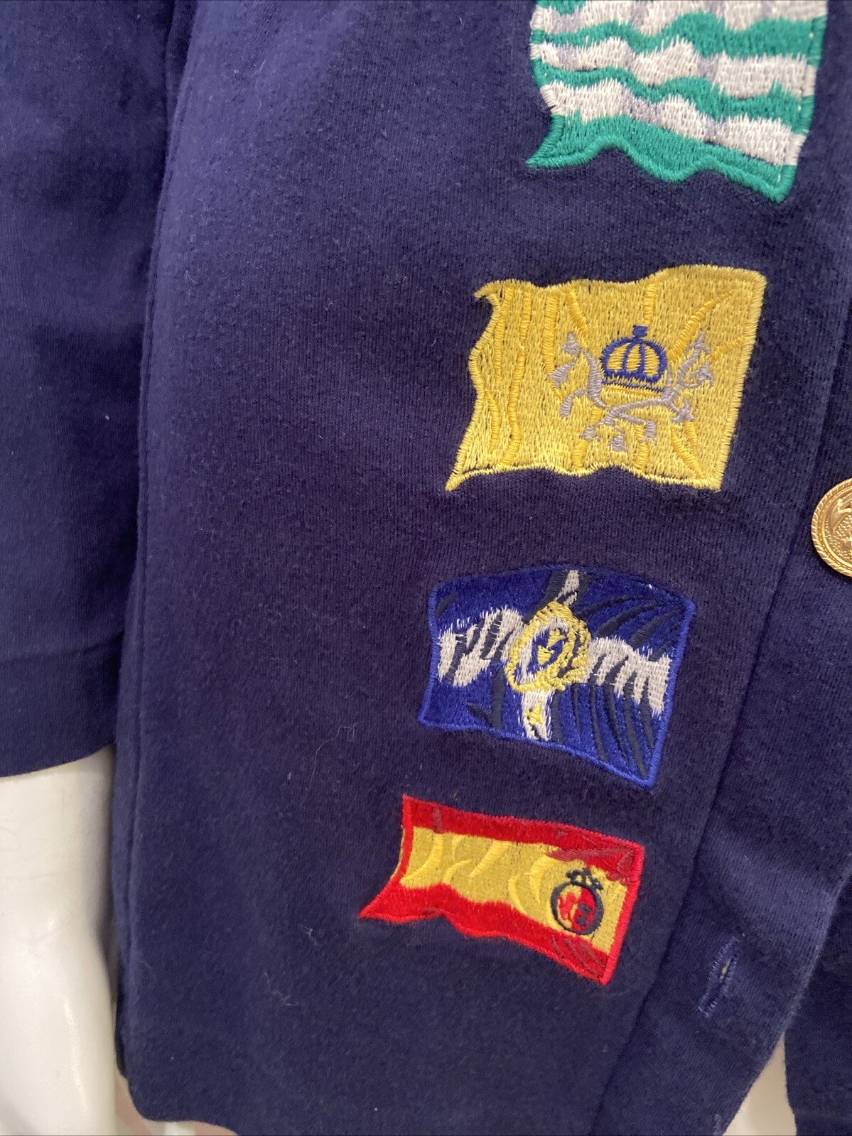 Vintage 80s Cambridge SportsClub Multi Color Womens M Sweater Flags