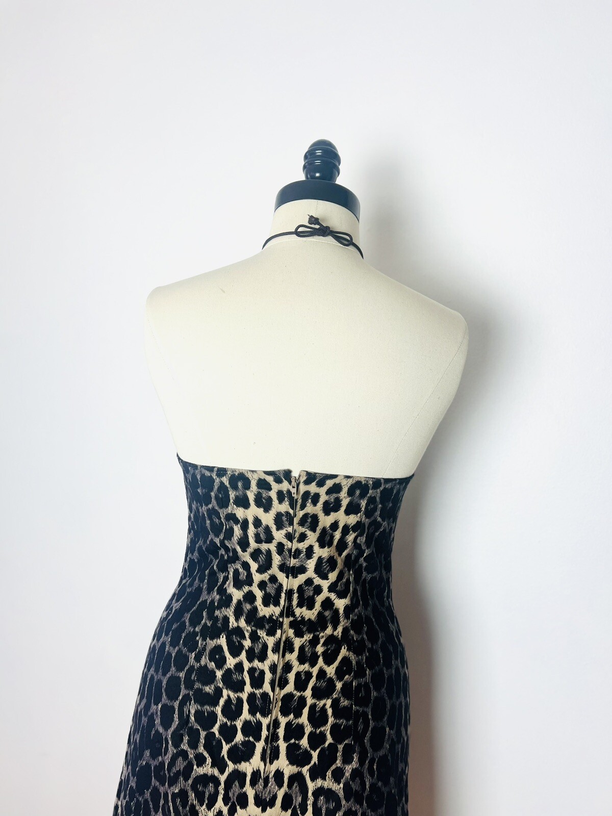 LEOPARD Animal Print 90s 1990’s Does 50s 50’s Vintage Sawtooth Halter Dress XS S