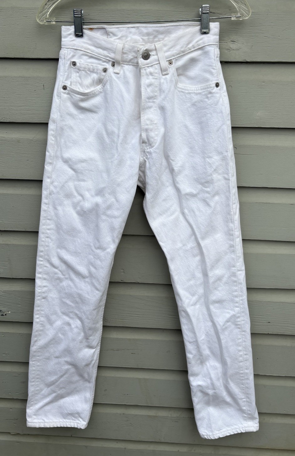 VTG Y2K Levi’s 501 White Button Fly Denim Jeans Women’s 25×31 Measured USA Made