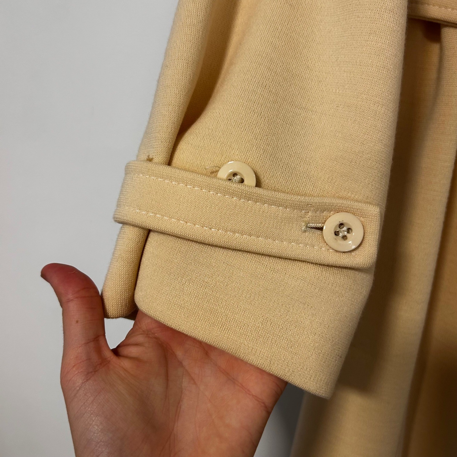 Jaeger London Vintage 100% Wool Trench Coat Cream Made in Great Britain Size 12