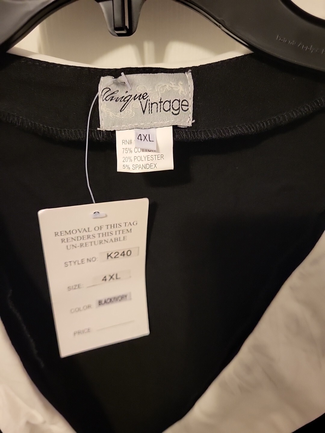 Unique Vintage Dress. 4XL Black And Ivory. Style Code K240.