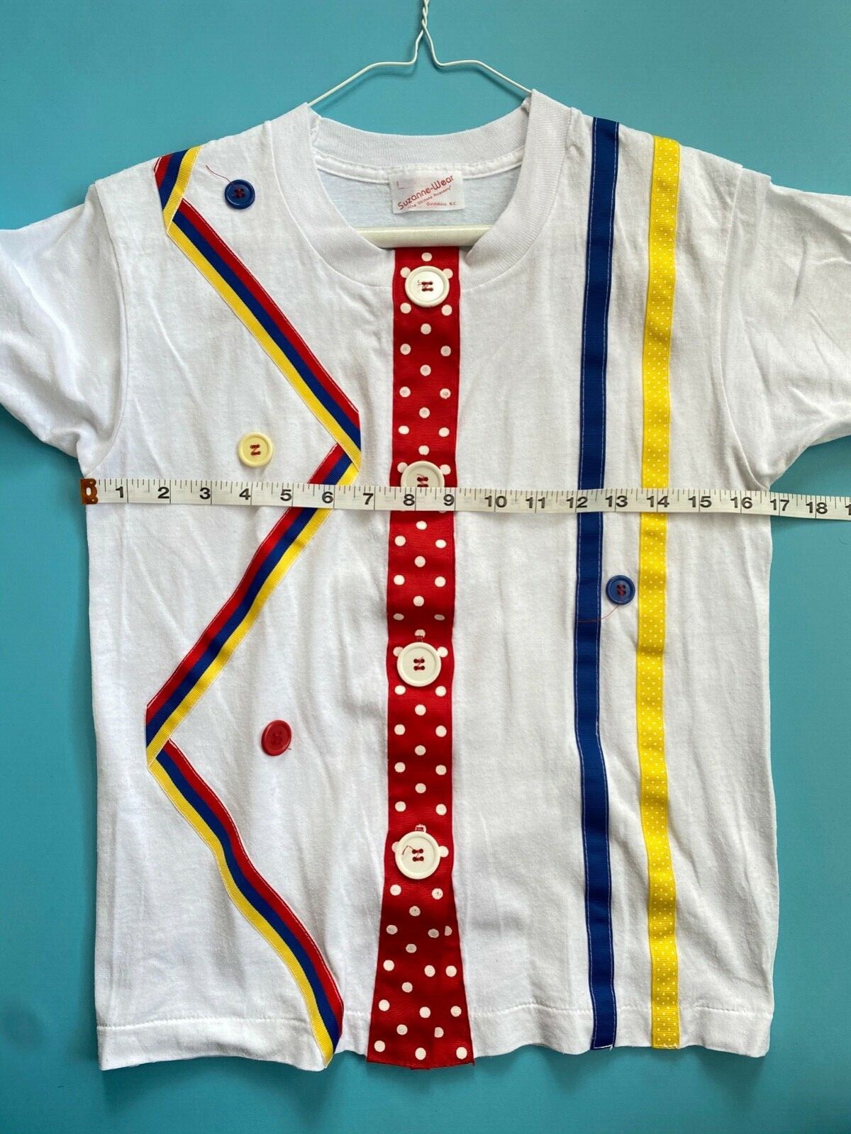 Vintage 80’s Homemade Clown T shirt Youth L or Women XS/S Very weird Ribbon OOAK