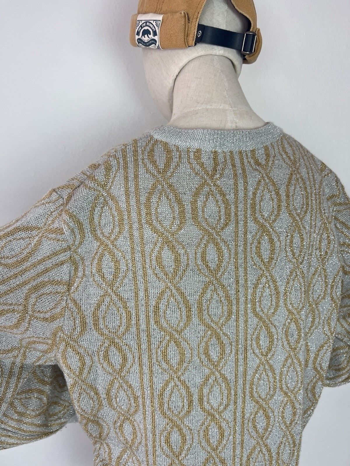 LILLY Of CALIFORNIA 80’s Vintage Women’s Silver & Gold Lurex Cardigan Sweater XL