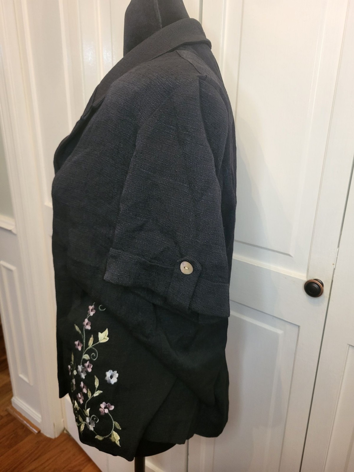Studio 1 Vintage 90s Black Embroidered Button Up 16 Dark Cottage Whimsygoth