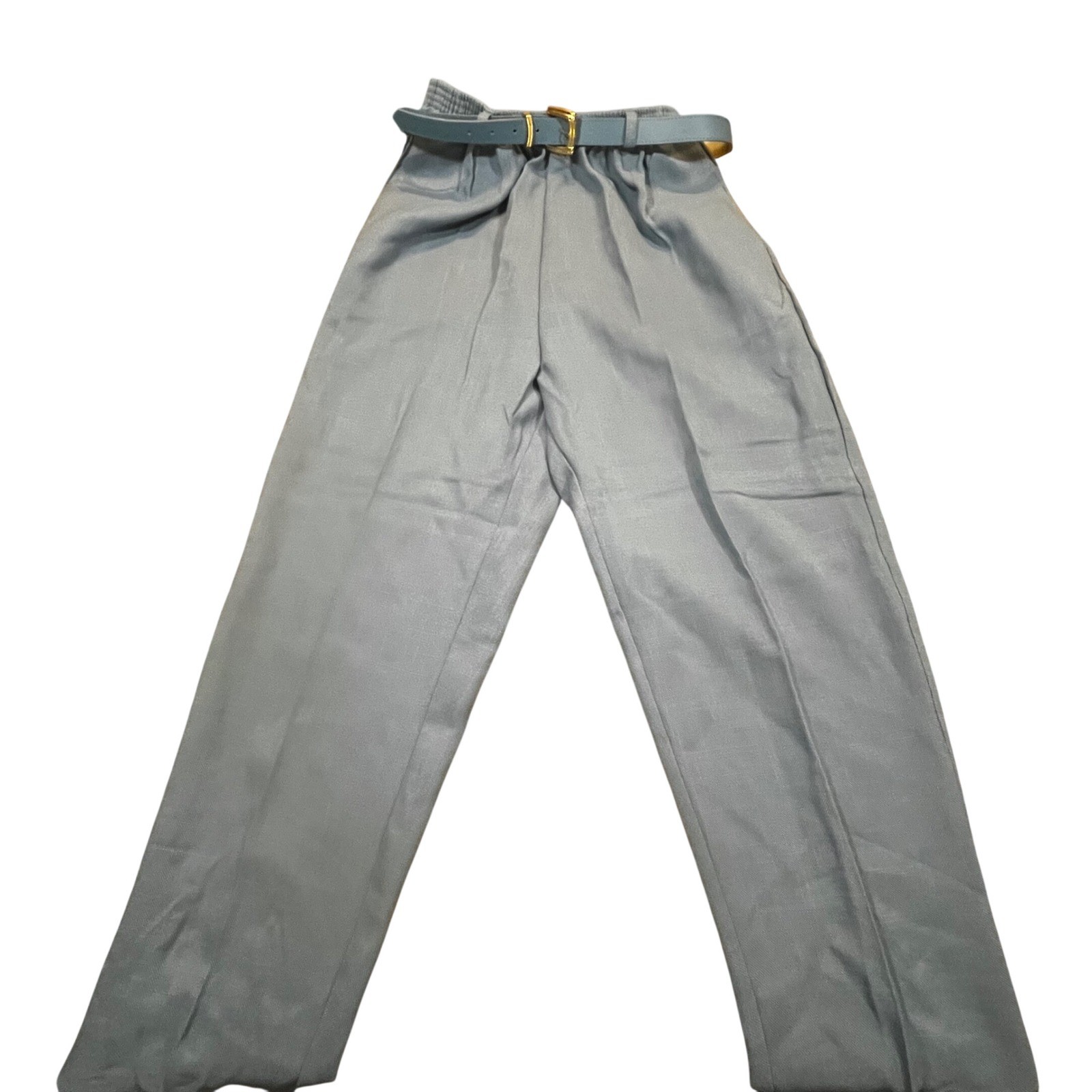 NEW Alfred Dunner Vintage Blue High Waist Belted Trousers Pants Size 14 USA