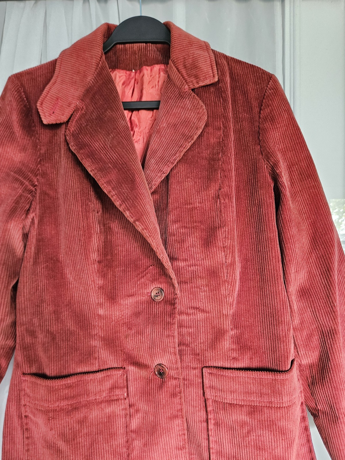 Vintage Burgundy Red Corduroy Jacket Blazer Two Button Front Dark Academia S-M