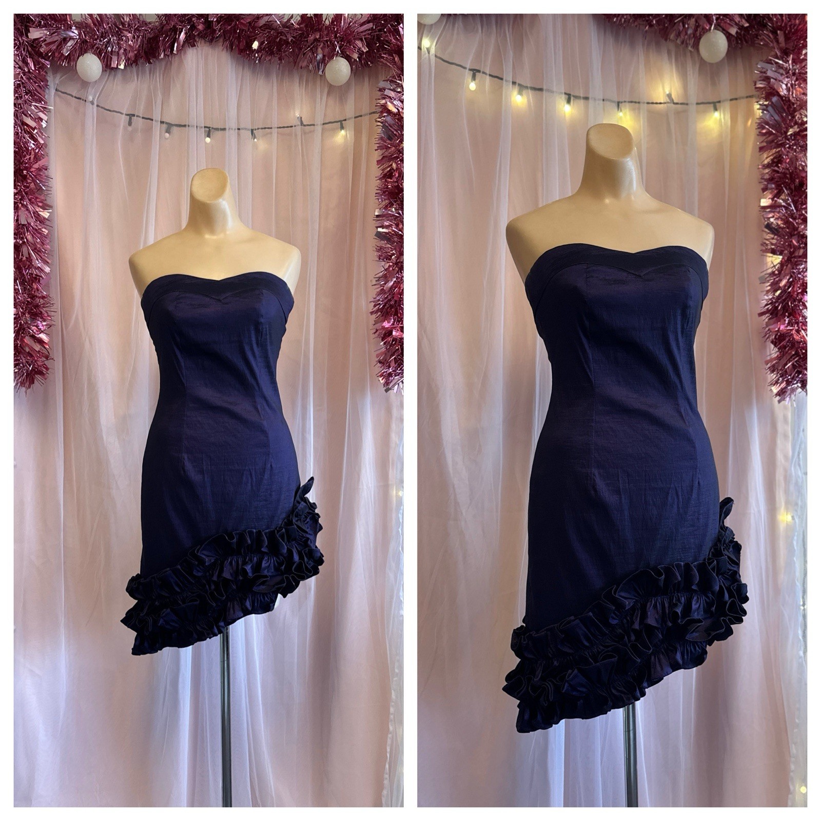 Vintage Y2K 2000s Strapless Mini Dress Purple Formal Homecoming Cocktail XS/S