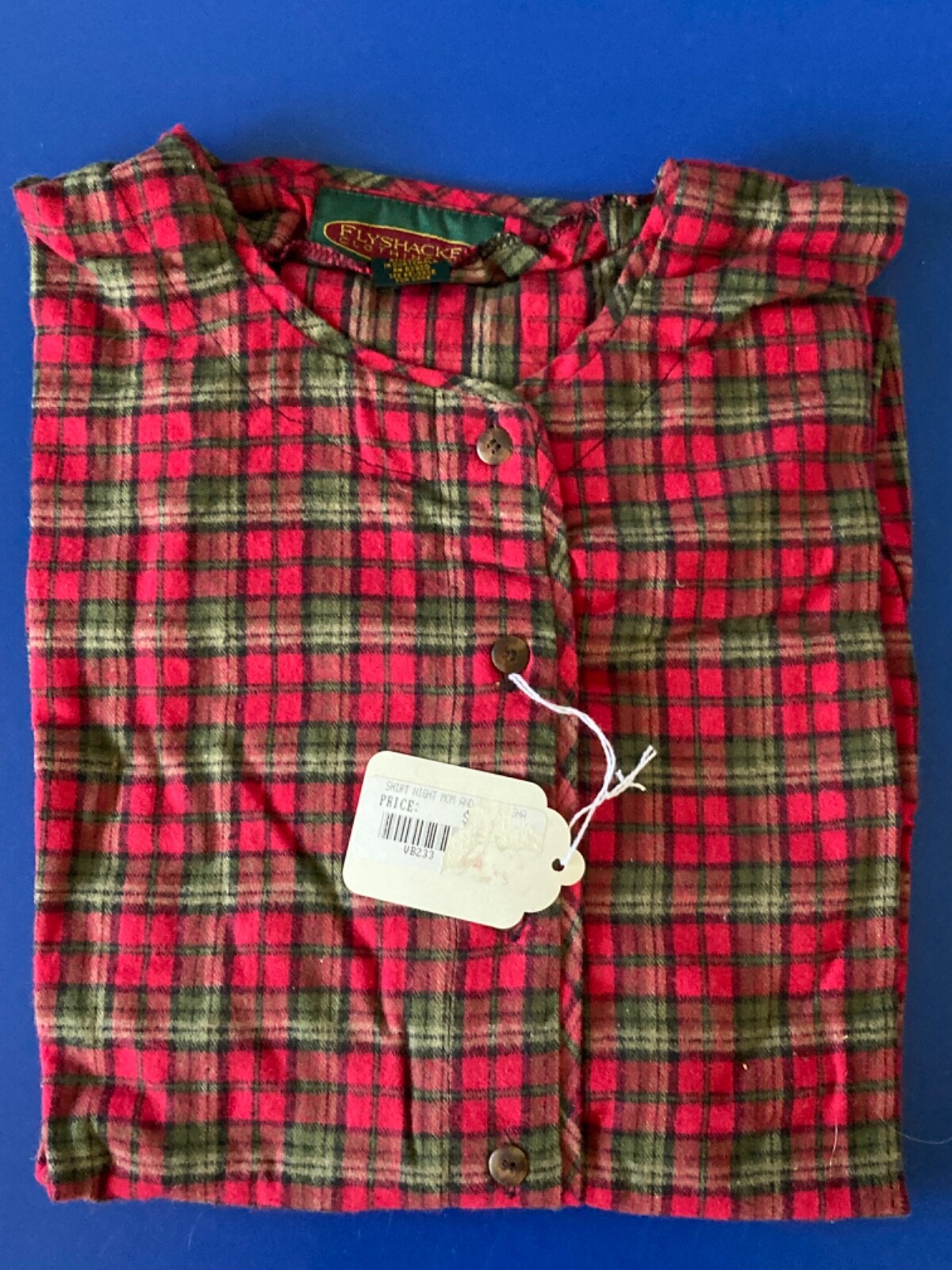 New Vintage Flyshacker Clothing Co Flannel Sleep Shirt Red Tartan Plaid S