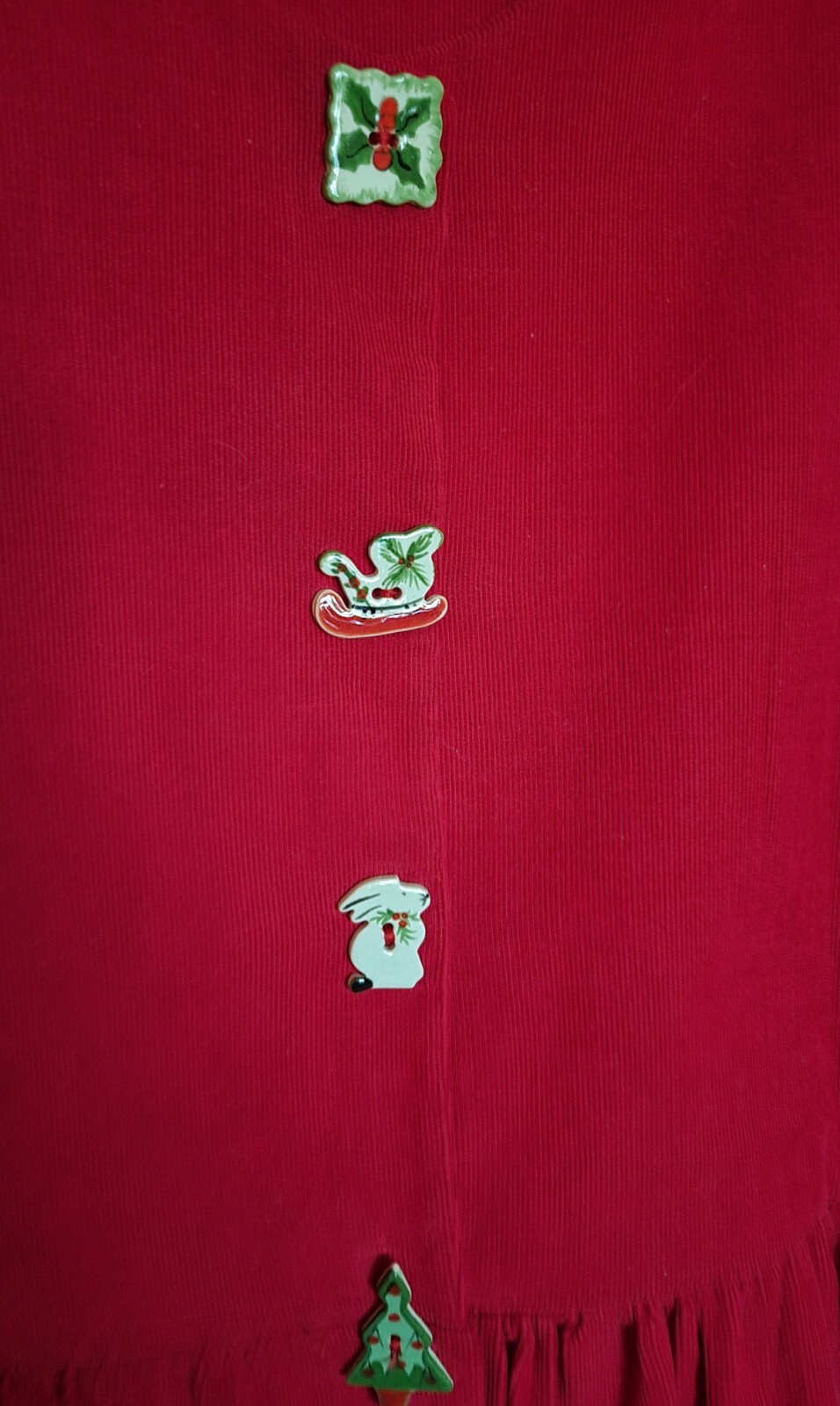 Vintage Dogwood Lane Dress Womens Size Large Christmas Mrs Claus Corduroy Red