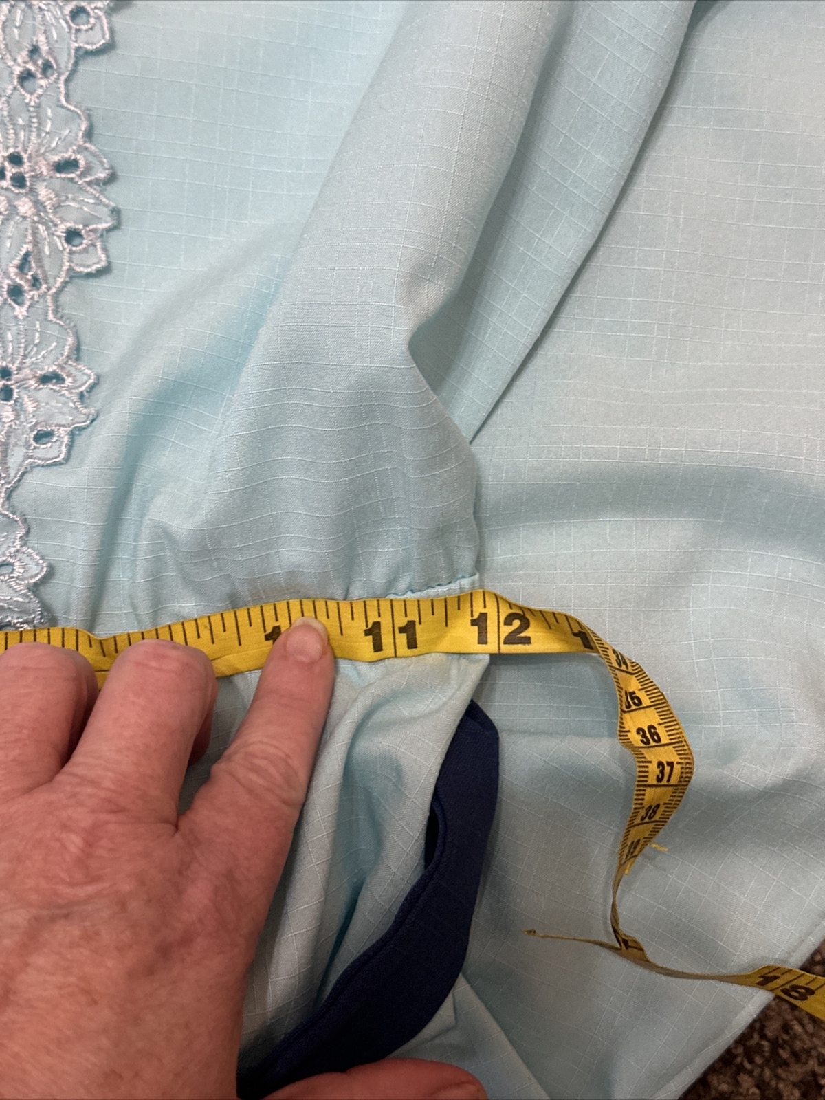 Vintage Shirt Dress Size 10 The Jones Girl Blue Flower Lace Embroidered Small