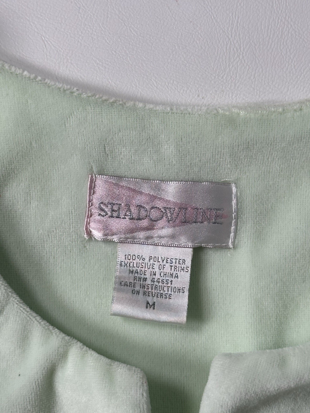 Vintage Shadowline Robe Velour Roses Mint Green Size M Zip-Up Housecoat