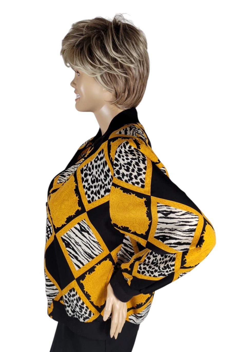 Vintage 90s Teddi Baroque Rococo Animal Print Leopard Lightweight Zip Jacket L
