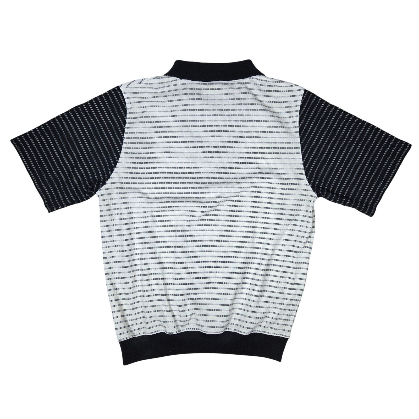 Blast Petites Vintage 90s Striped Polo Shirt Purse Embroidery Black White P