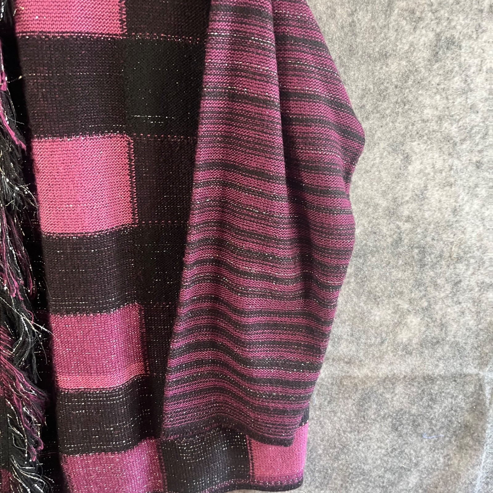 Ruby Rd. Womans Cardigan Jacket Open Frade Sz 1X Black Purple Pink