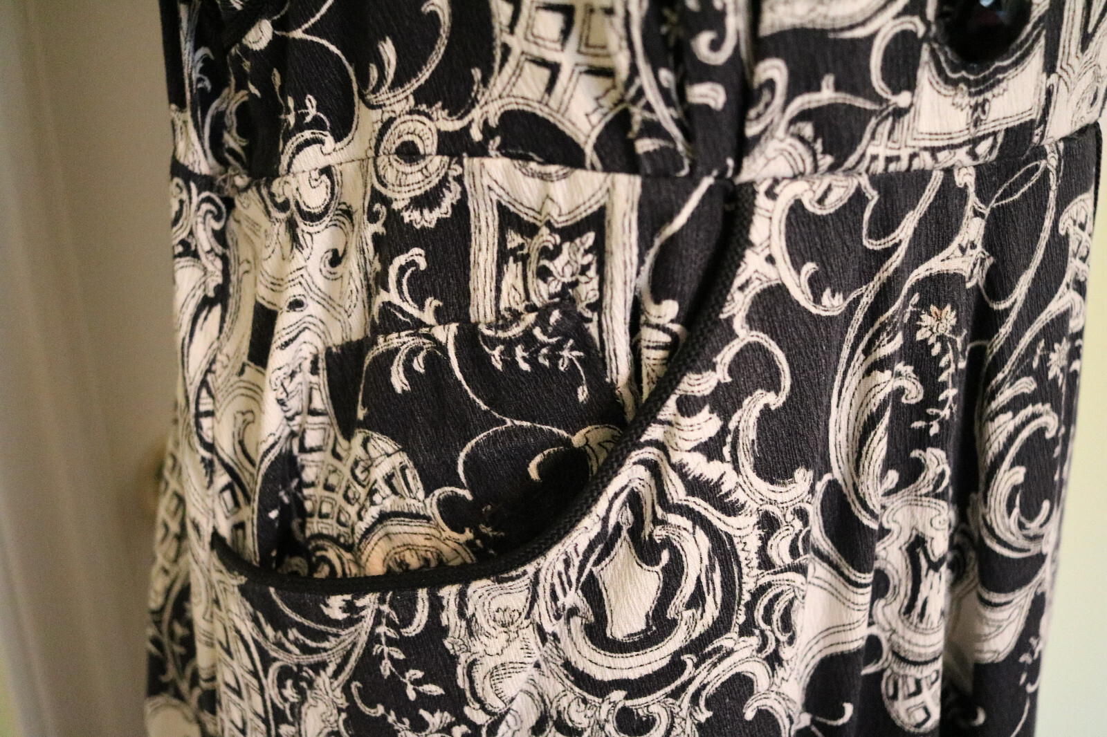 Vintage 50s rococo print cotton day dress M