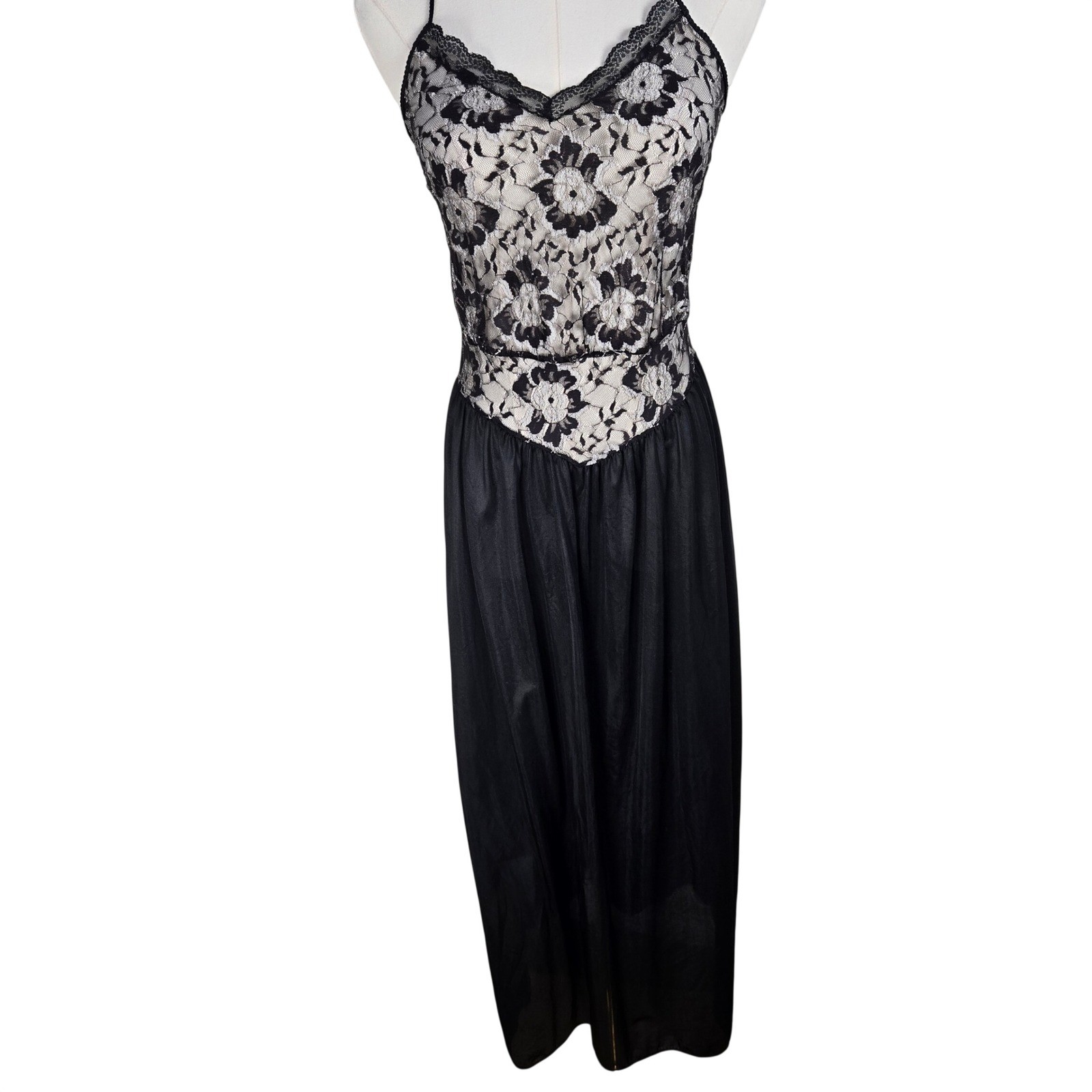 Vintage 90s Undercover Wear Black Lace Maxi – Sheer Lace Bodice, Lingerie Dress