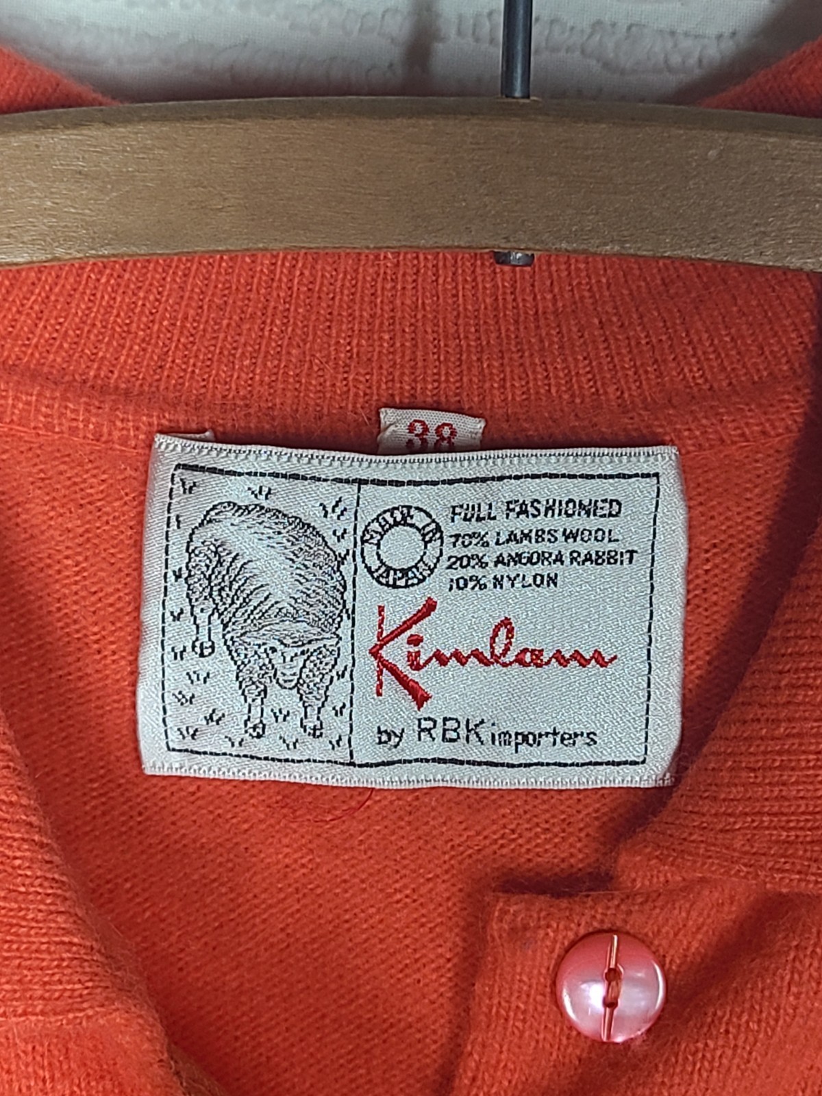Vtg 60s Pinup Cardigan Sweater Princess Seam Wool Blend M L 38 Coral Orange Pink